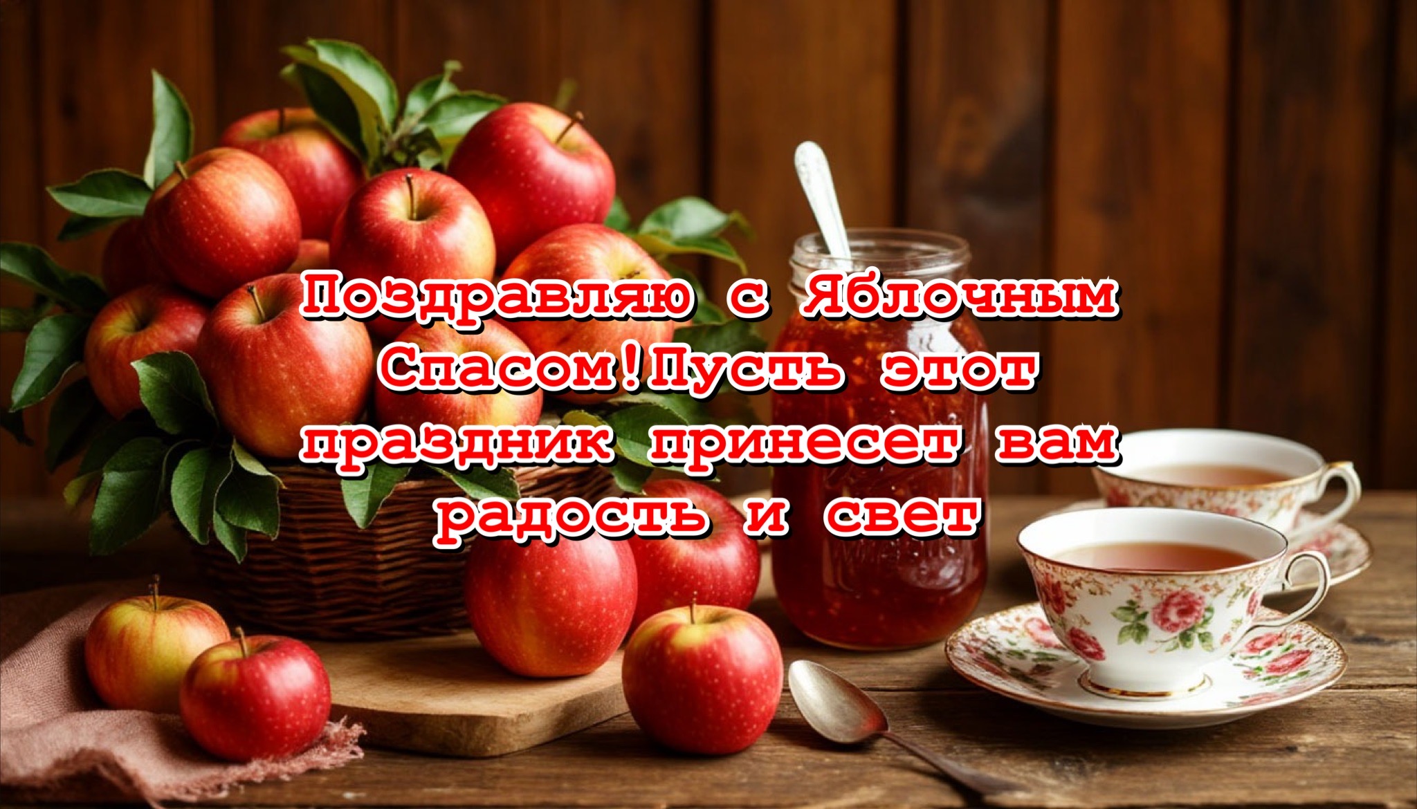 Открытка с Яблочным Спасом и Преображением Господним