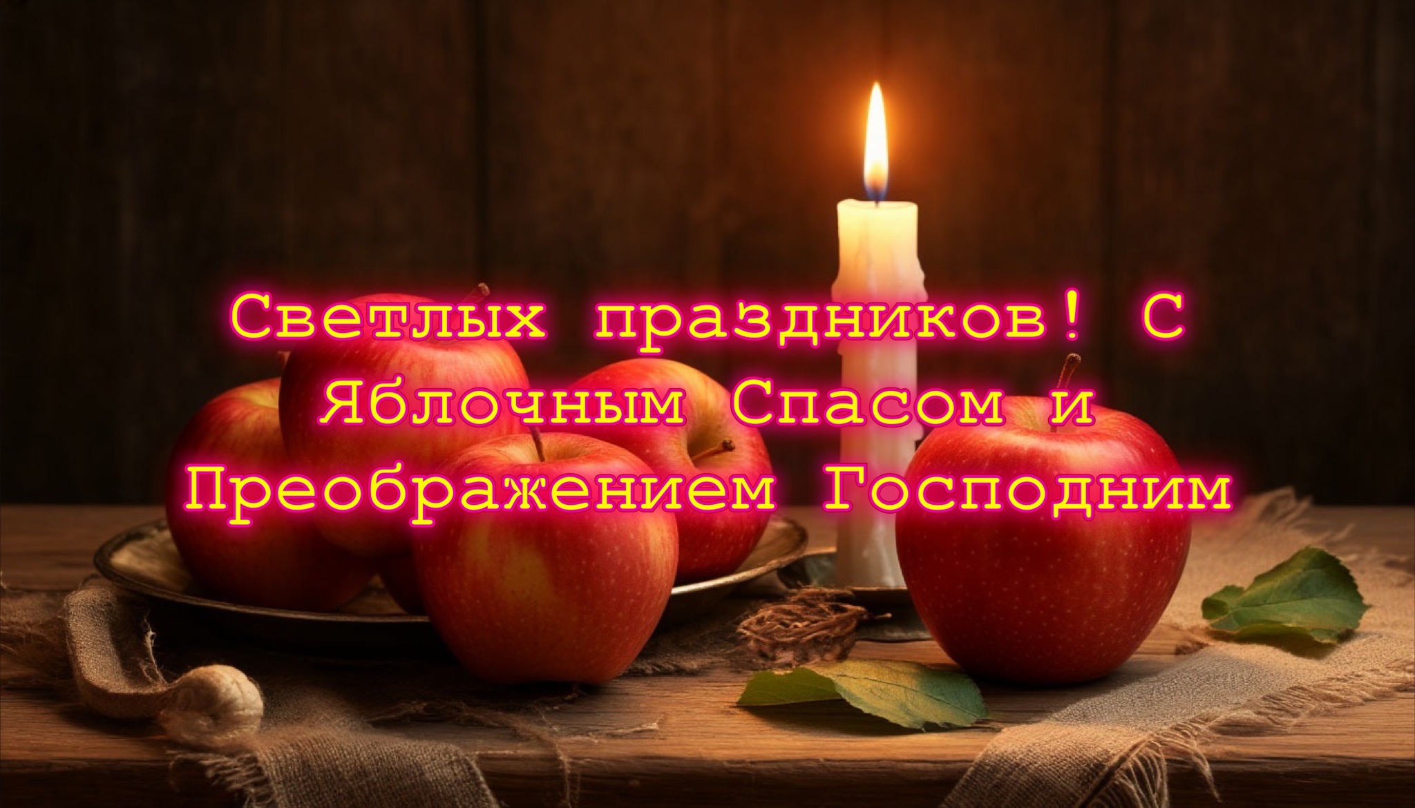 Открытка с Яблочным Спасом и Преображением Господним