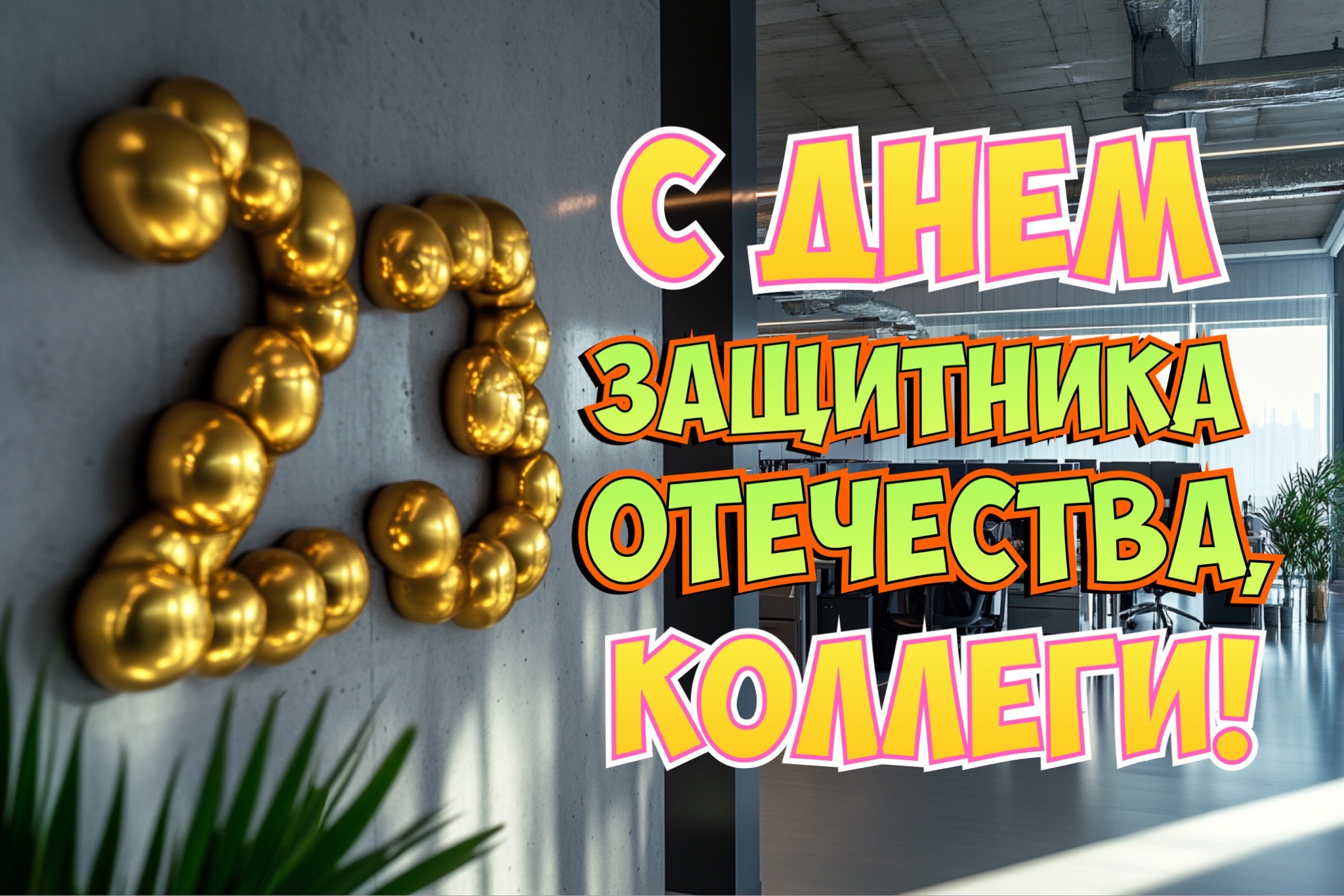 Открытка с 23 февраля для коллег