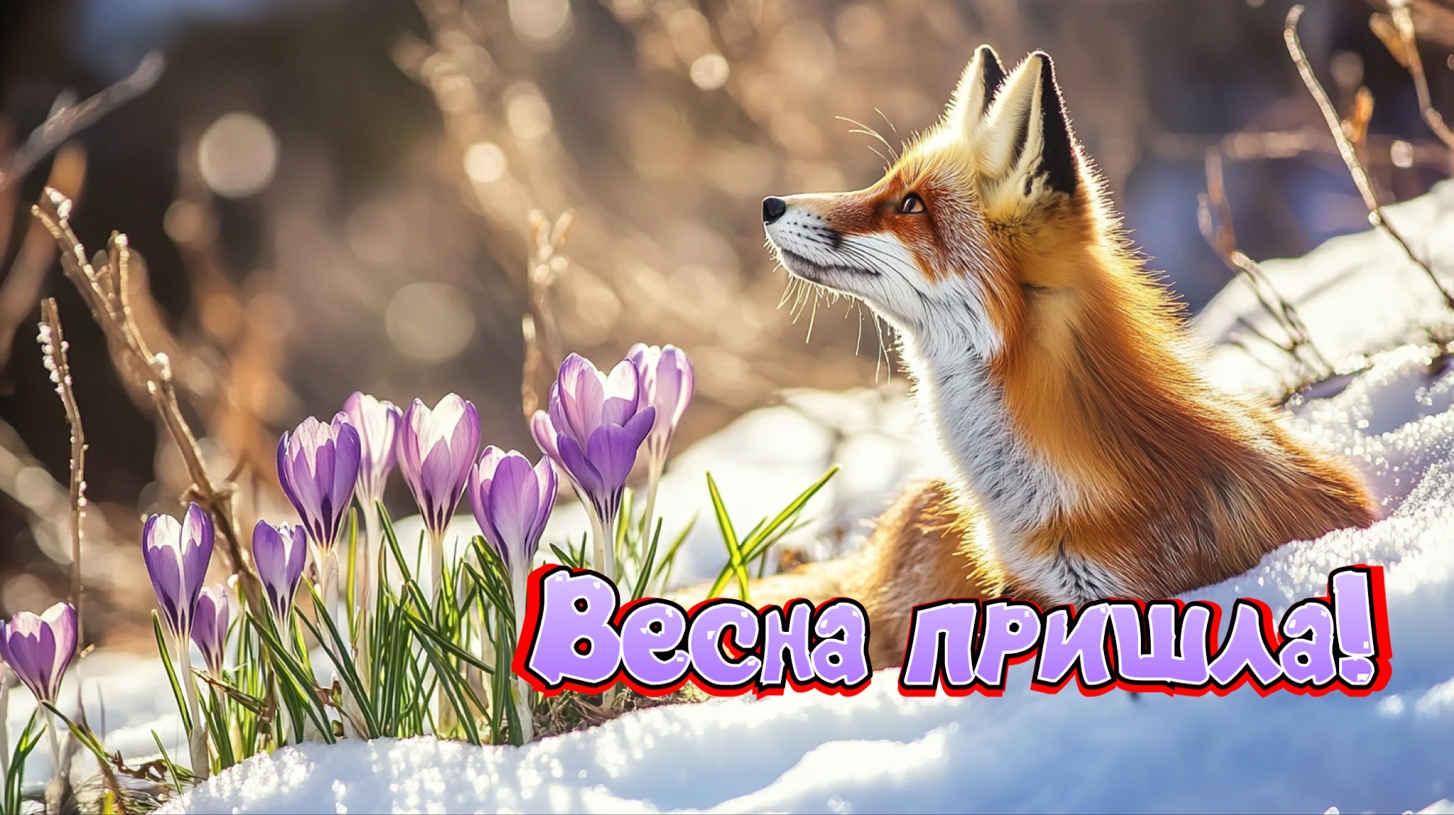 Postcard with the first day of spring