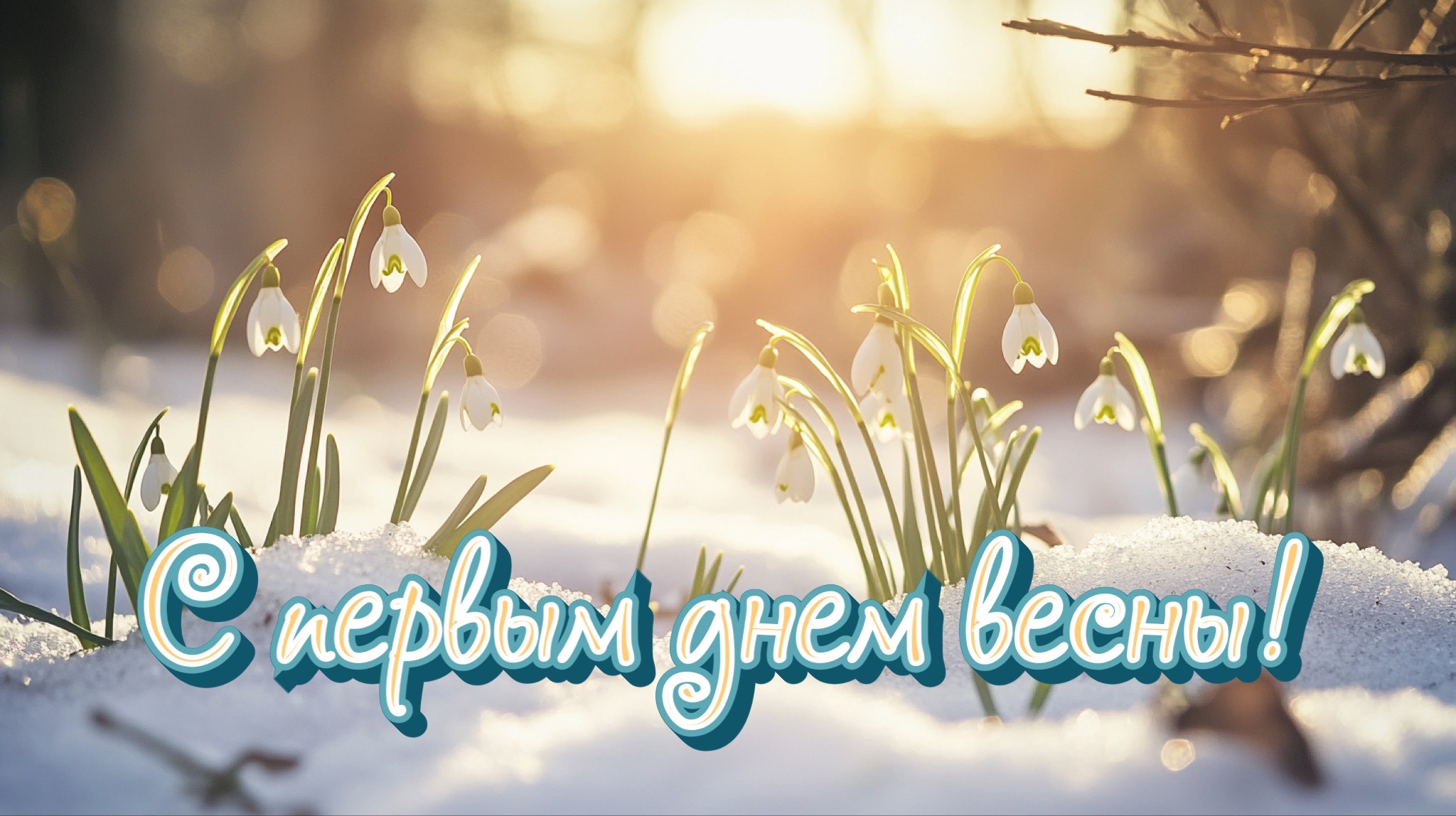 Postcard with the first day of spring