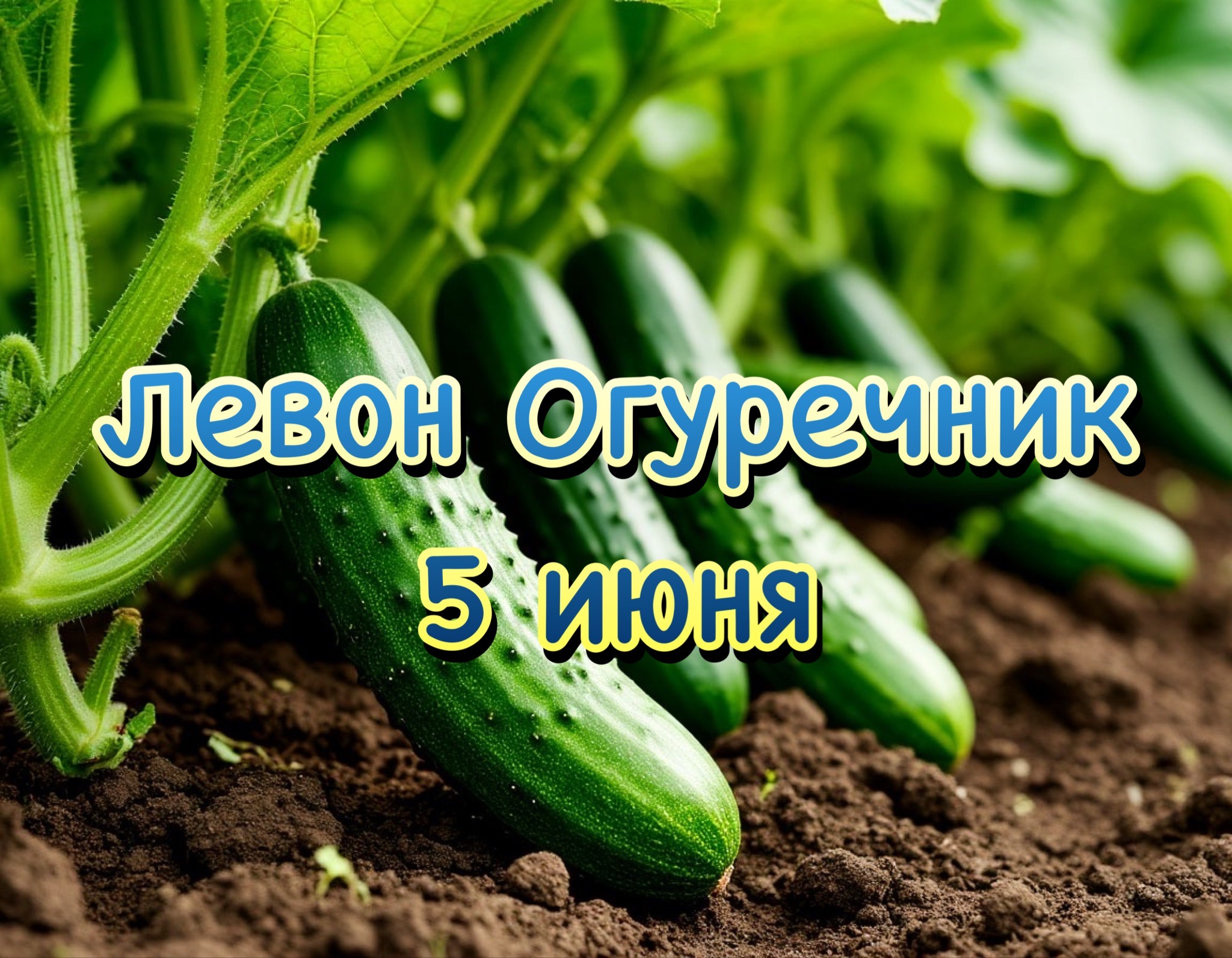 Открытка к празднику Левон Огуречник