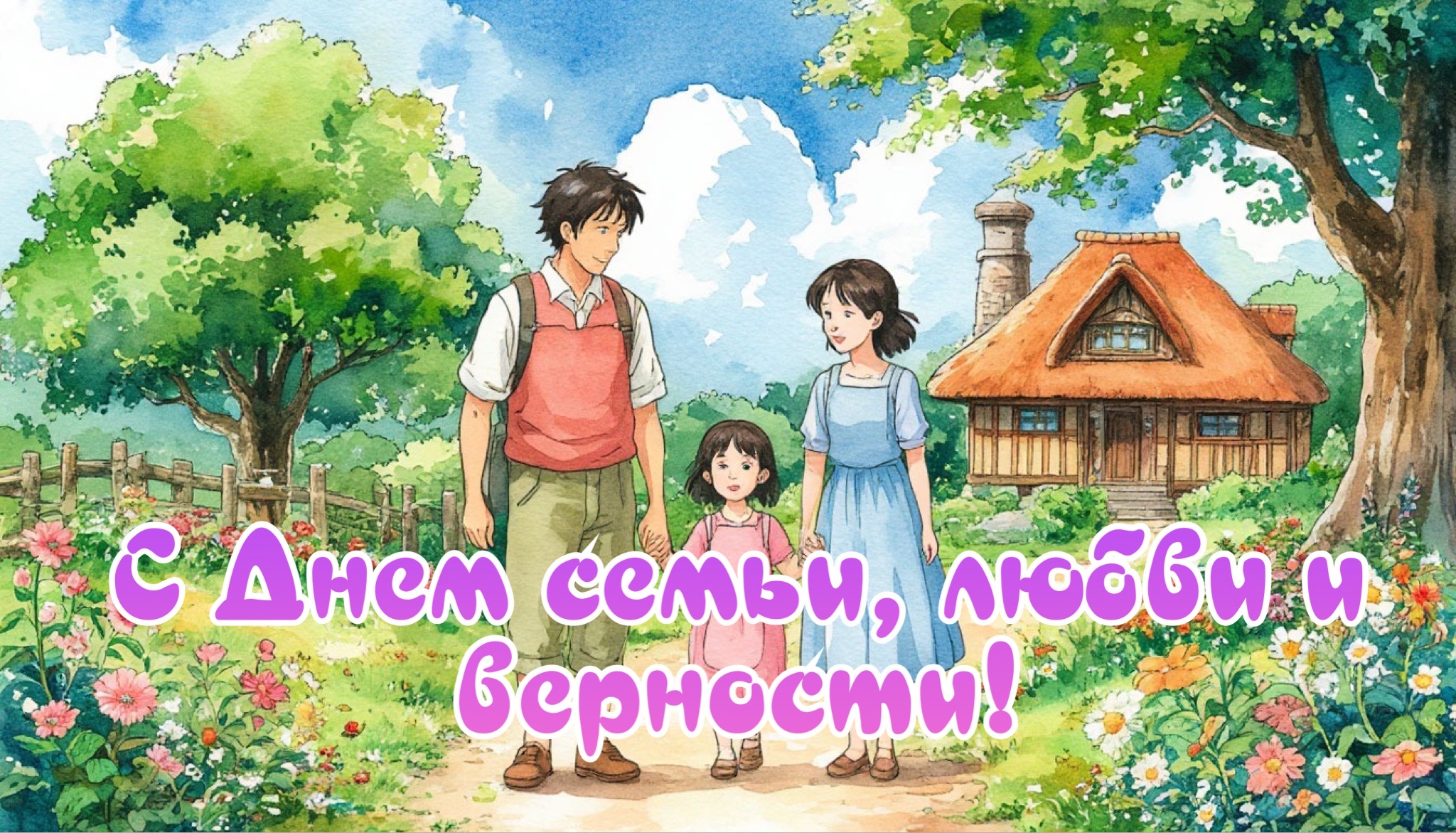 Открытка с Днем семьи, любви и верности