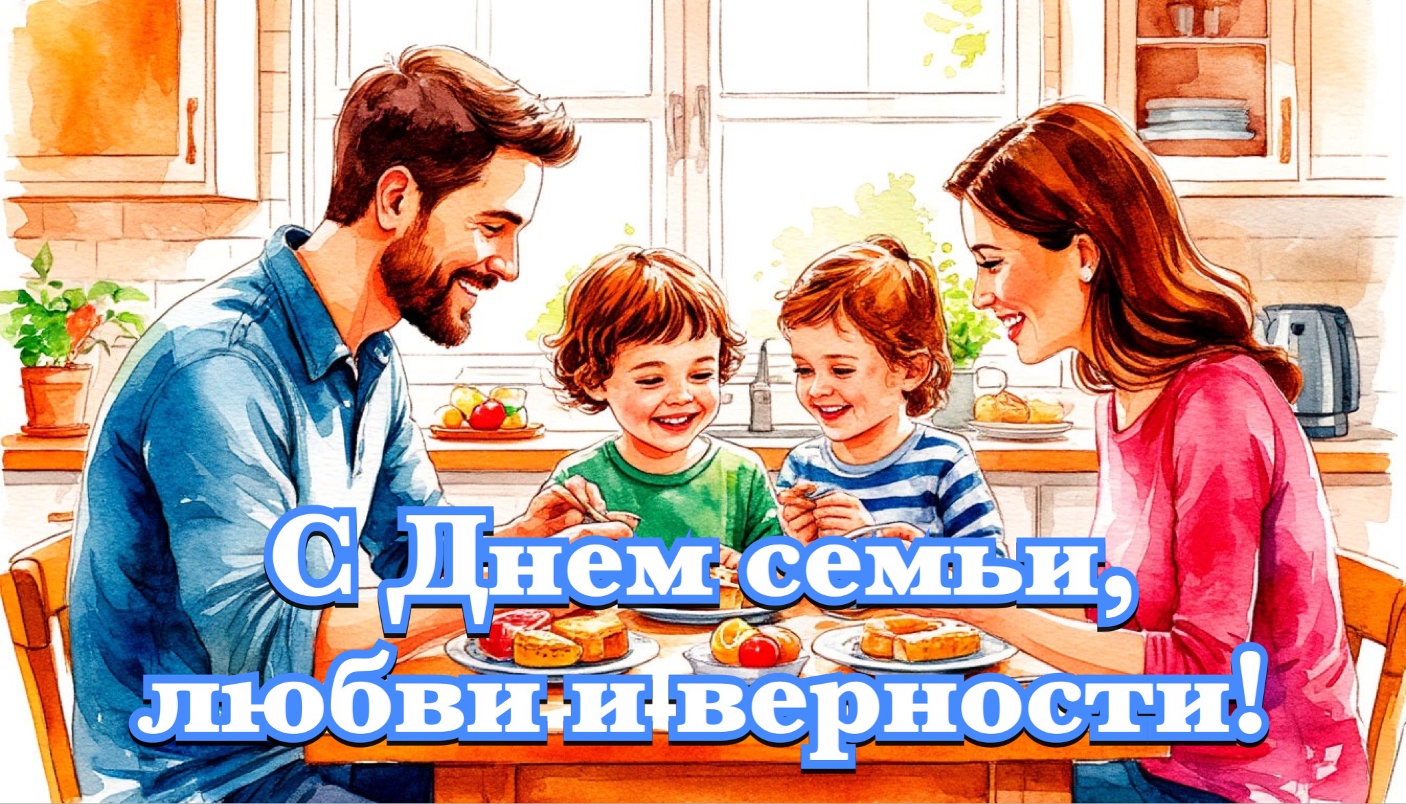 Открытка с Днем семьи, любви и верности