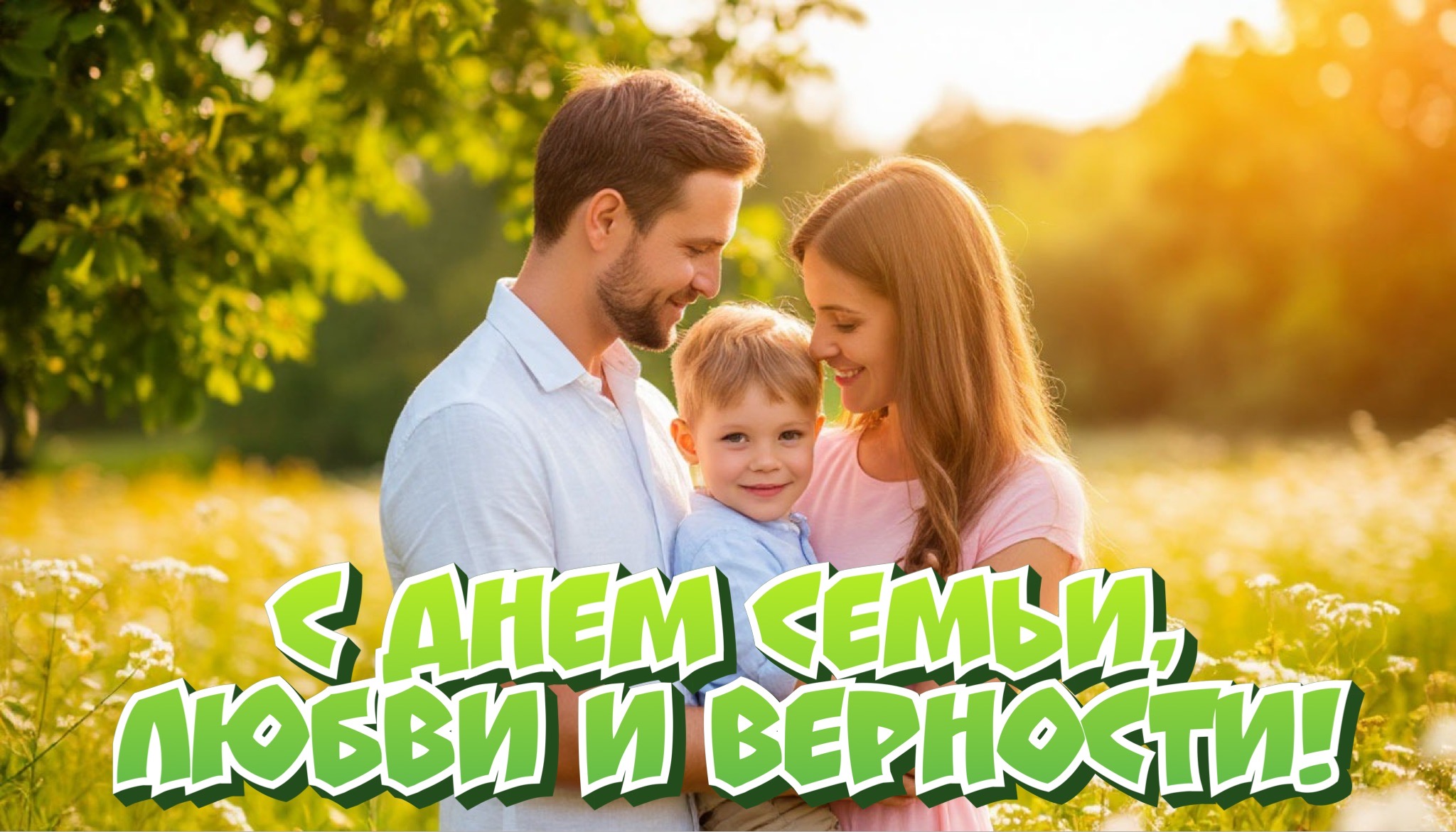 Открытка с Днем семьи, любви и верности