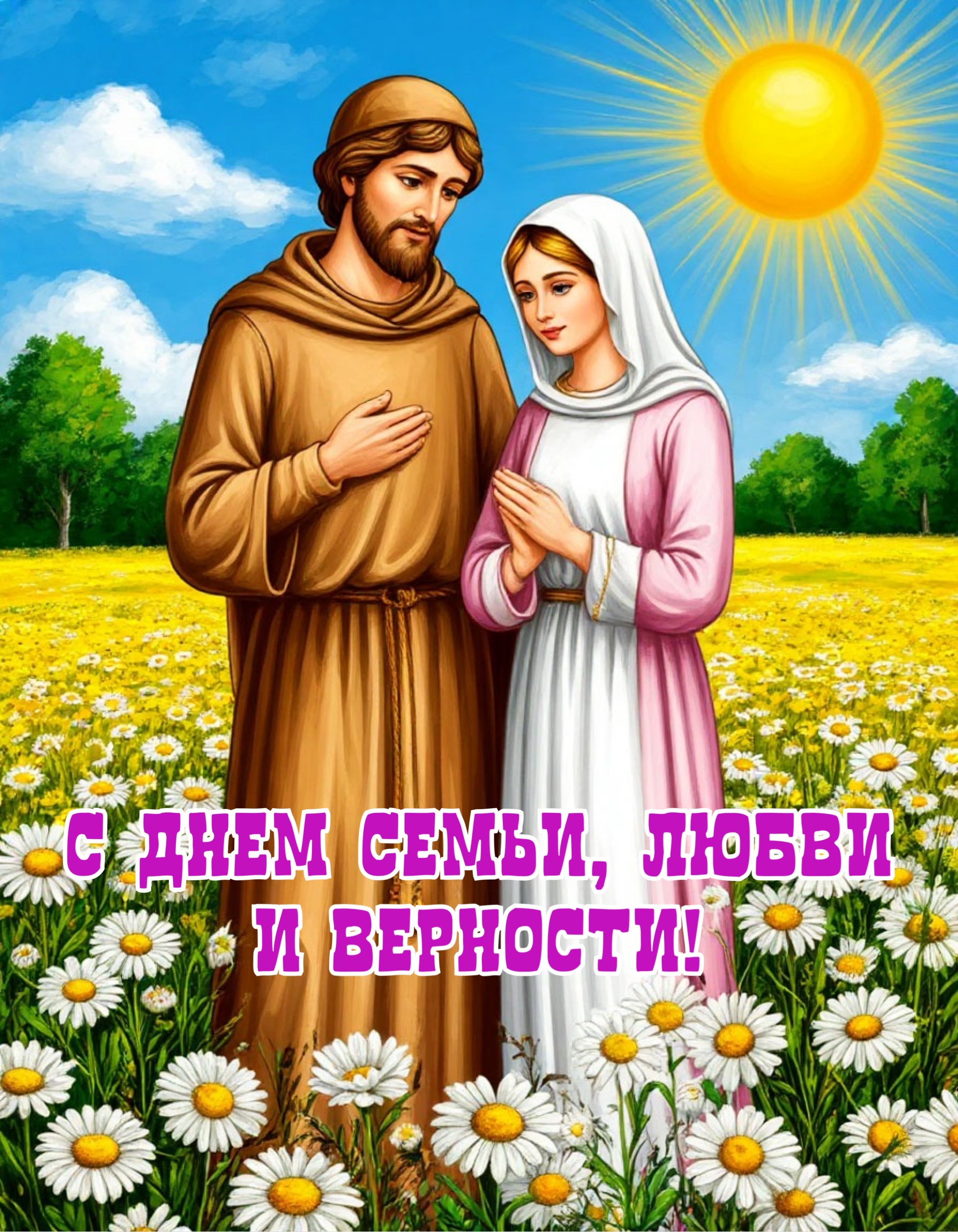 Открытка с Днем семьи, любви и верности