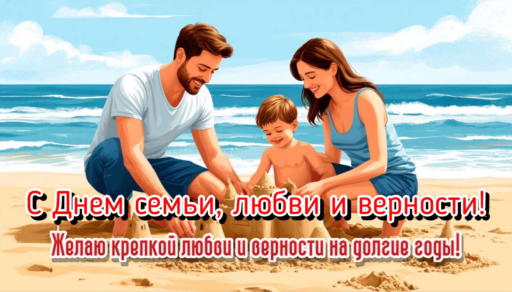 Открытка с Днем семьи, любви и верности