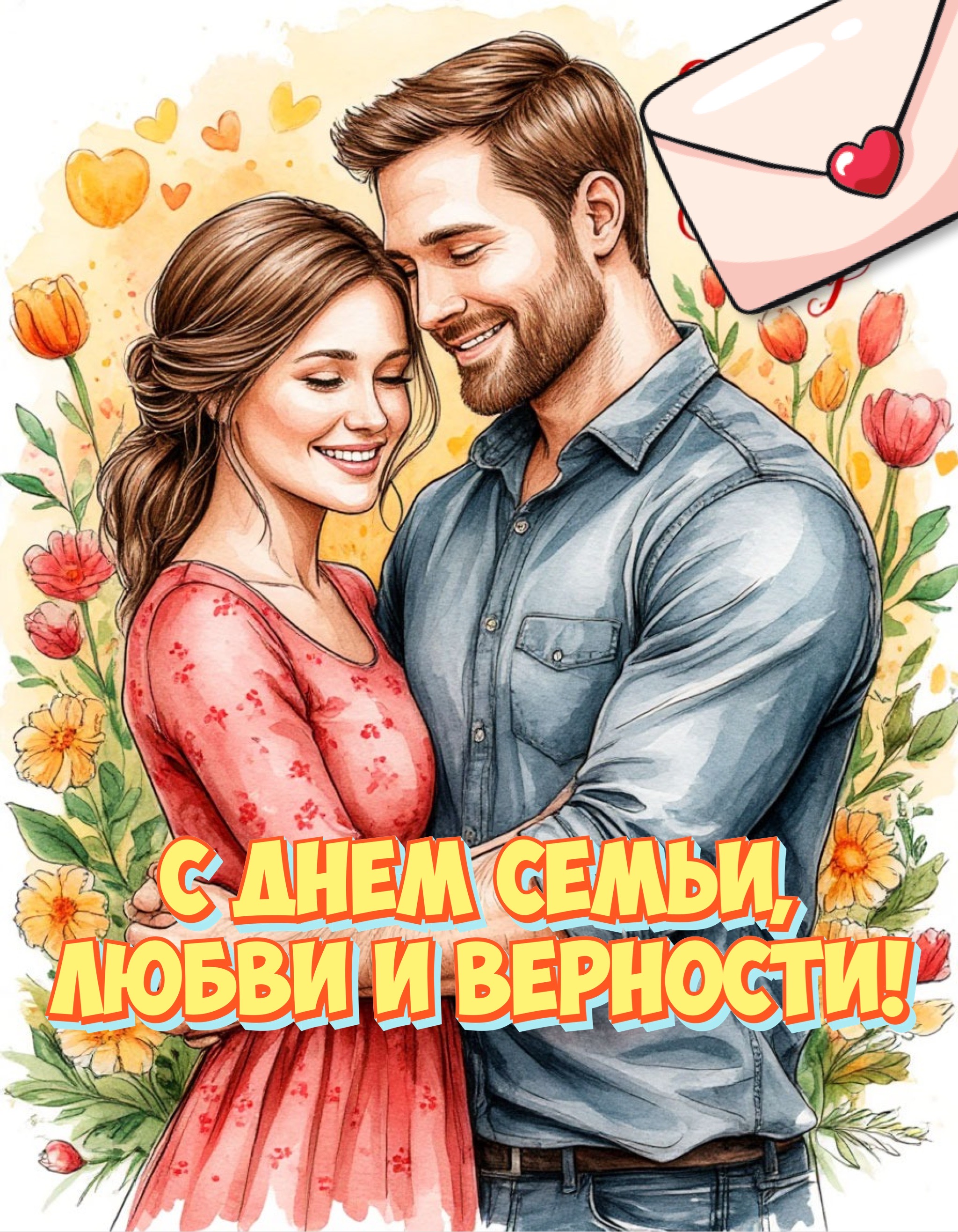 Открытка с Днем семьи, любви и верности