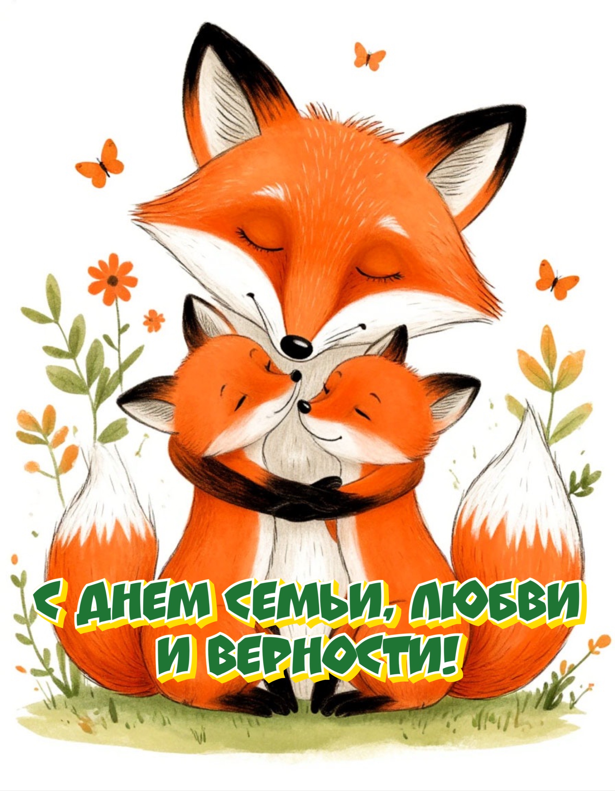Открытка с Днем семьи, любви и верности