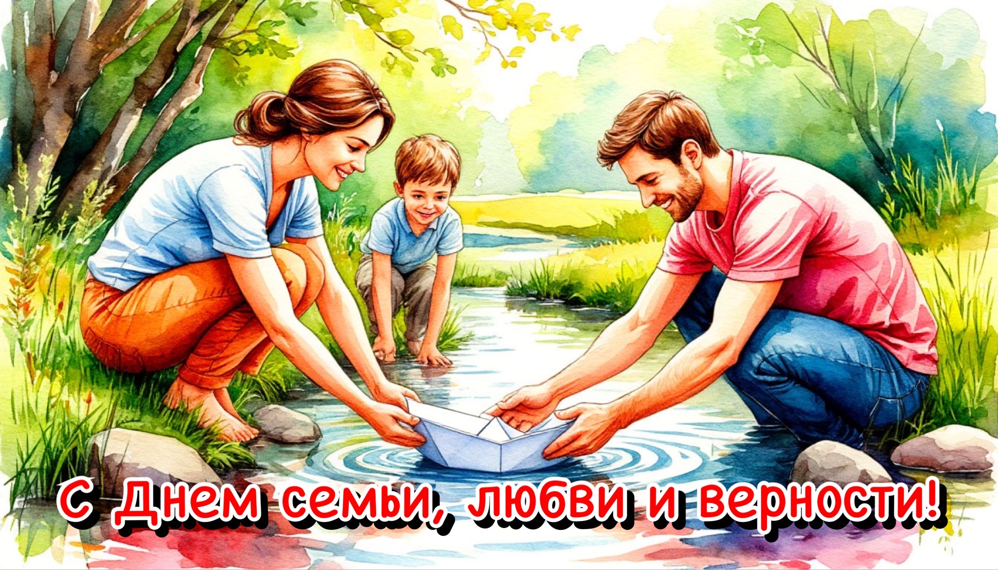 Открытка с Днем семьи, любви и верности