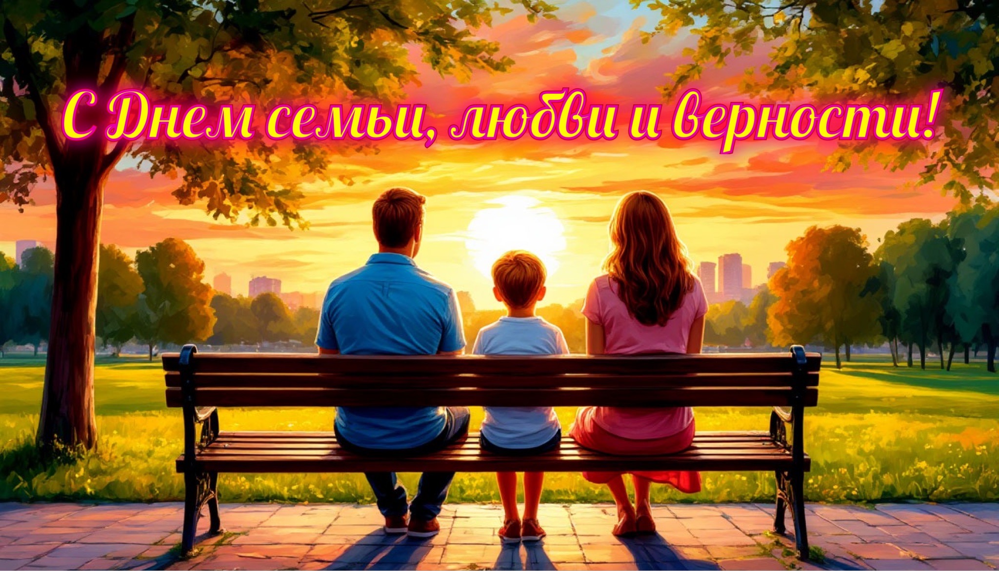 Открытка с Днем семьи, любви и верности