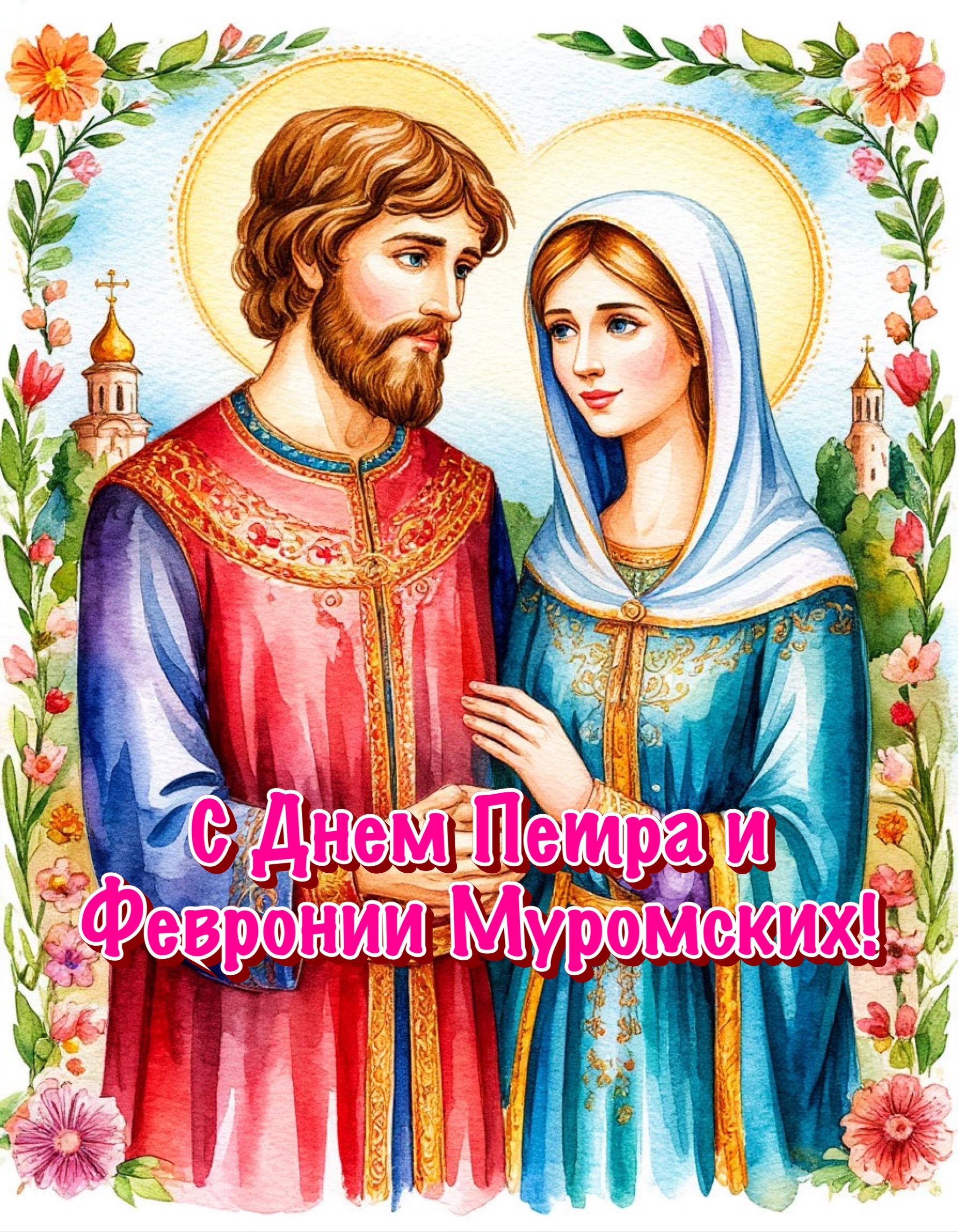 Открытка с Днем Петра и Февронии