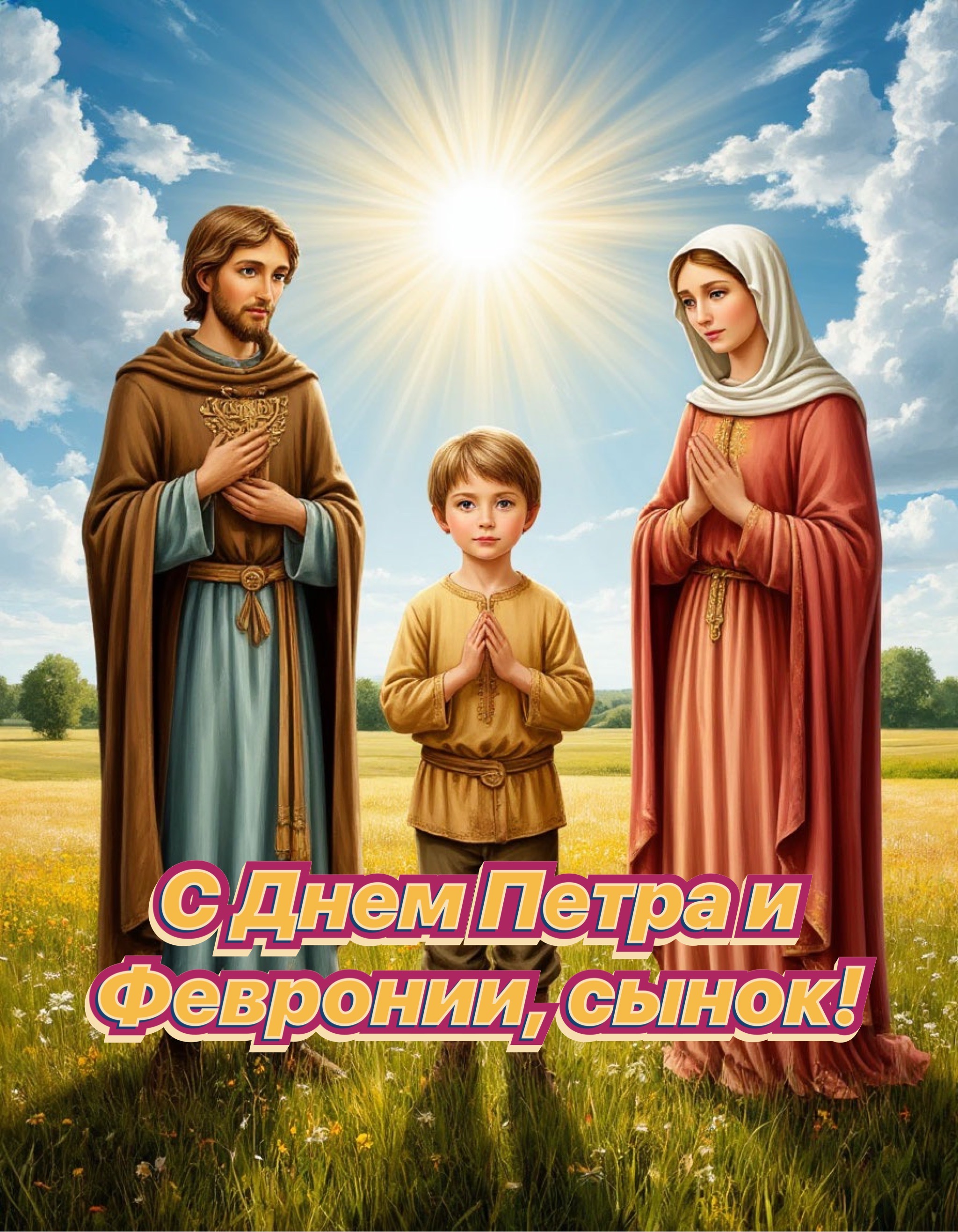 Открытка с Днем Петра и Февронии