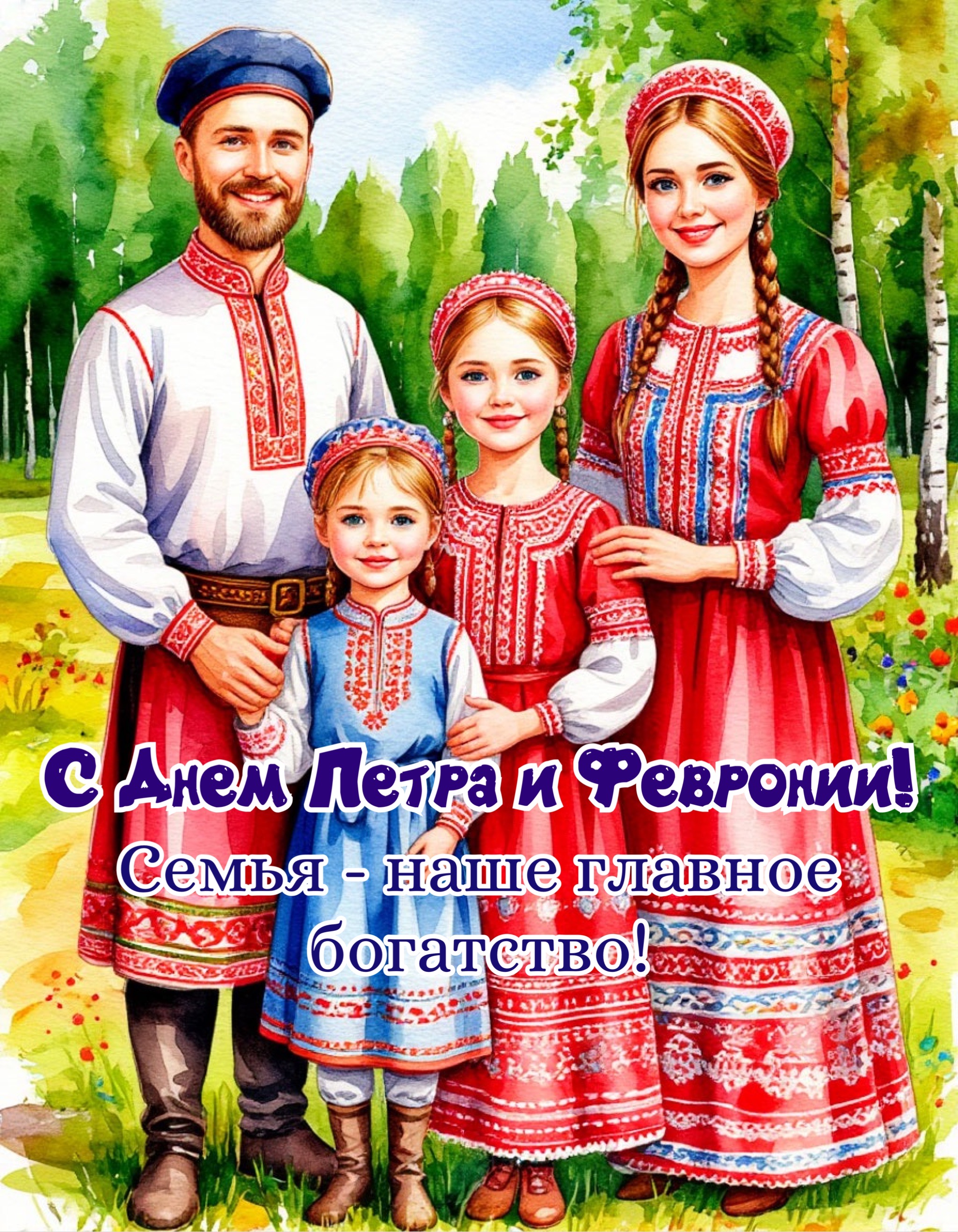 Открытка с Днем Петра и Февронии