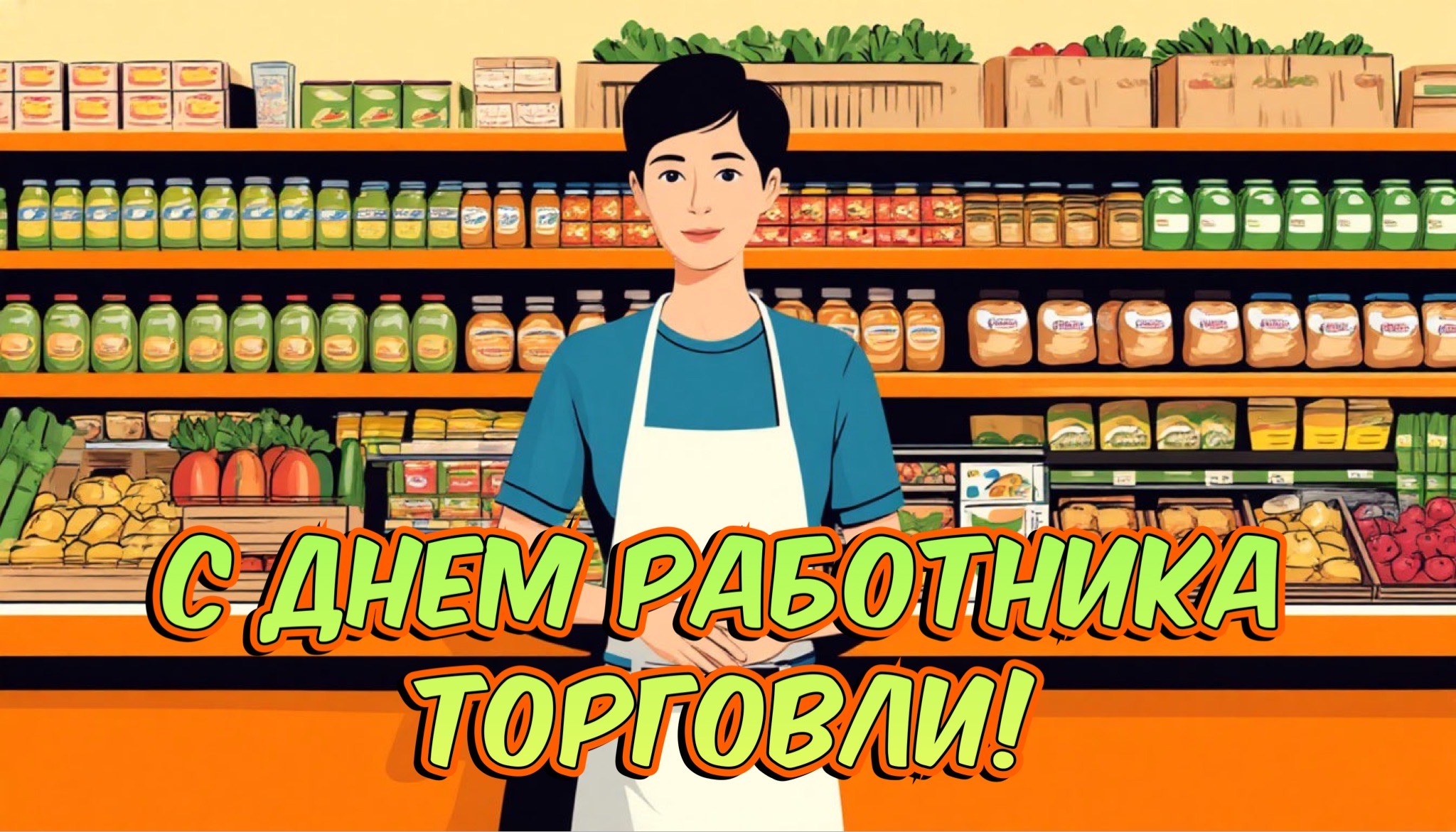 Открытка с Днем работника торговли