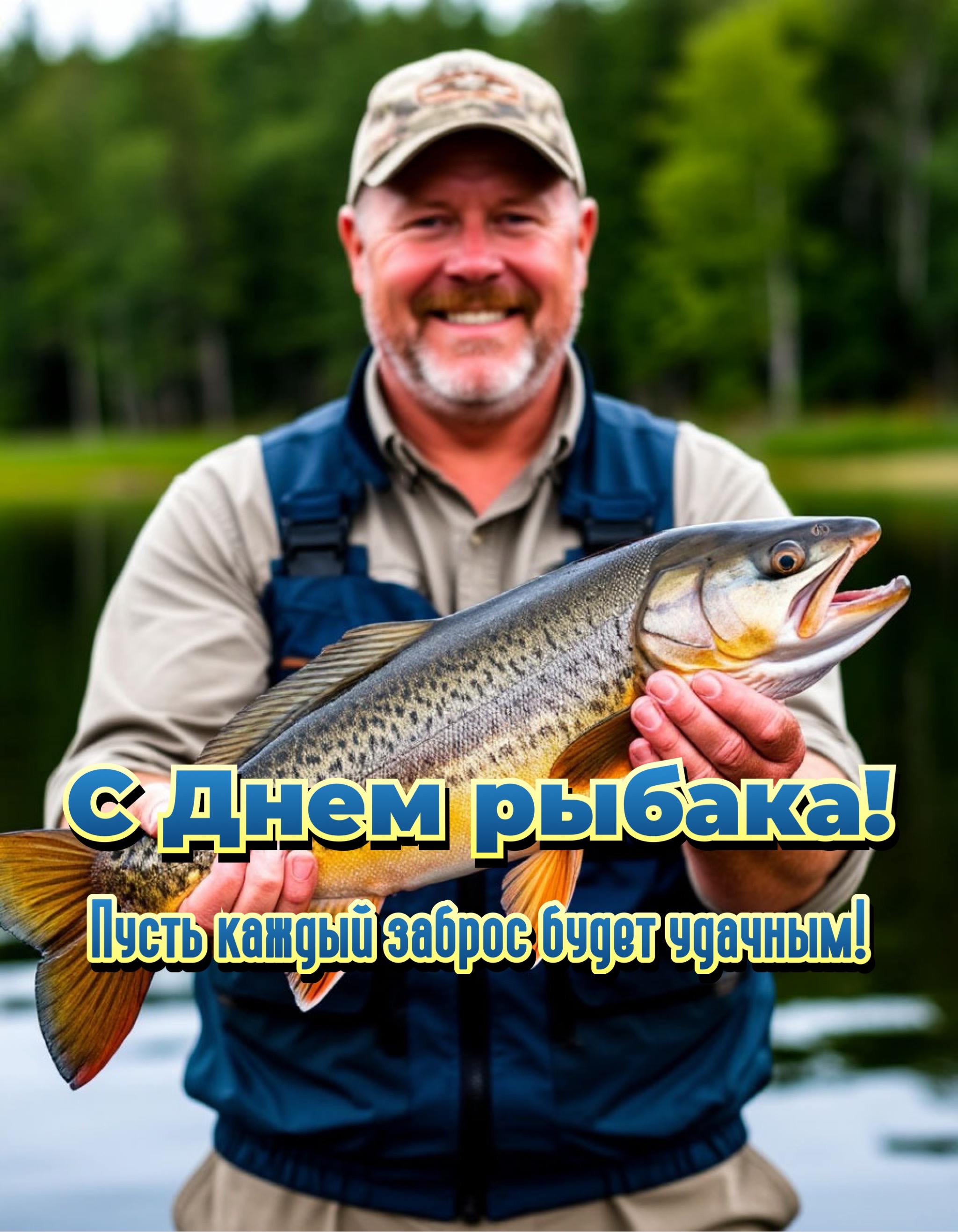 Открытка с Днем рыбака