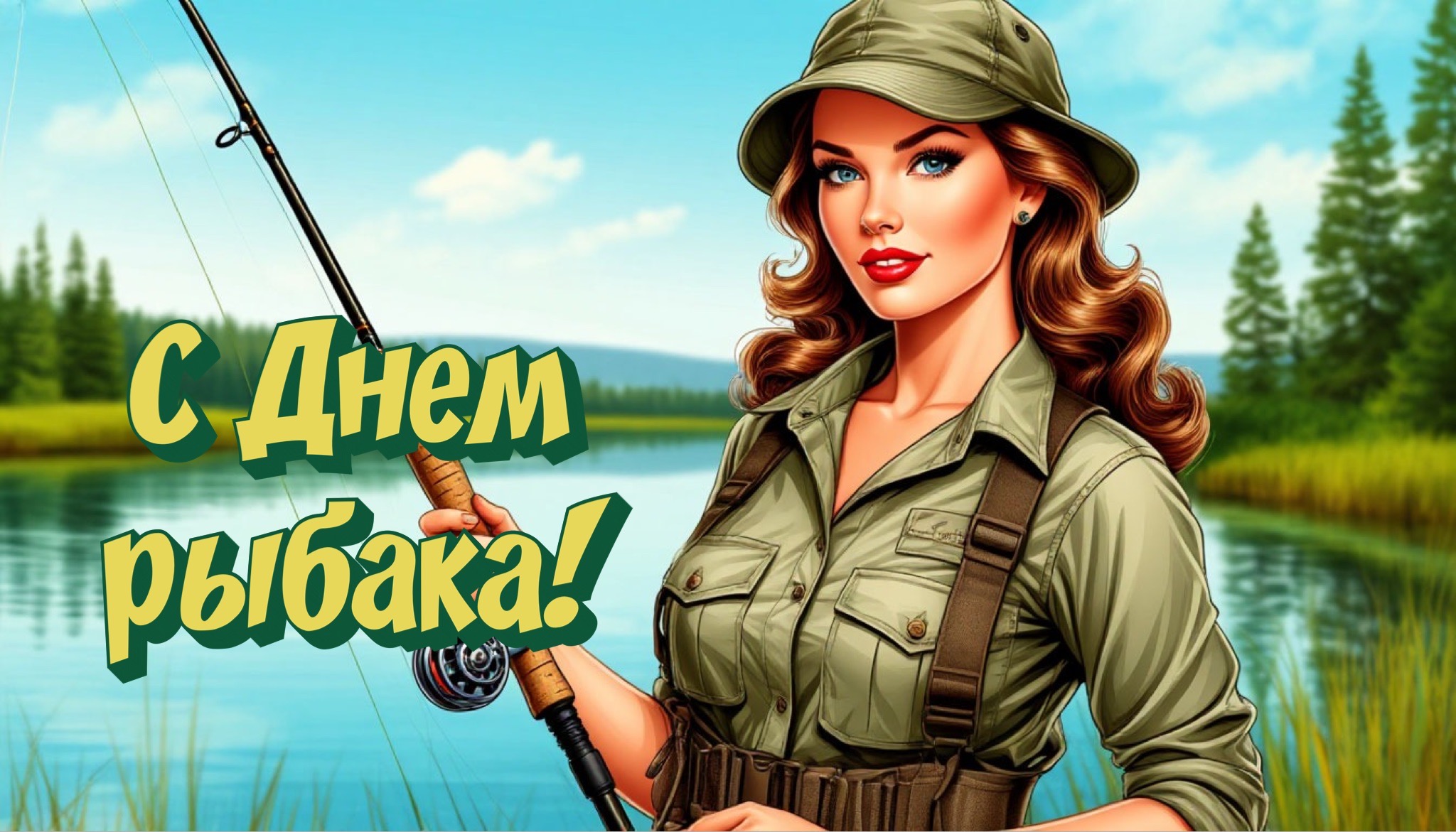 Открытка с Днем рыбака