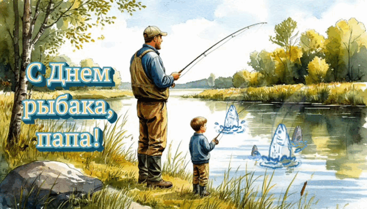 Гиф с Днем рыбака