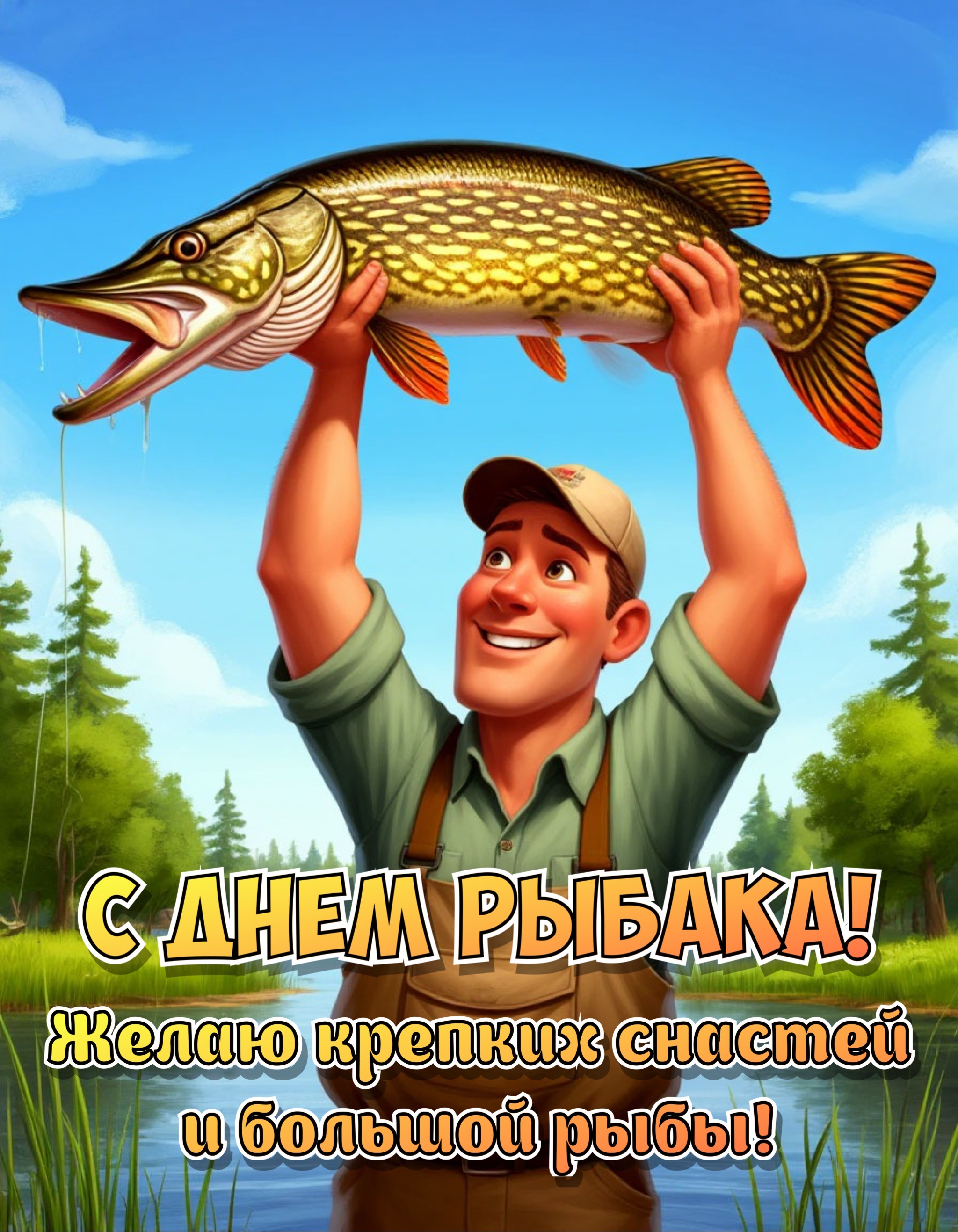 Открытка с Днем рыбака