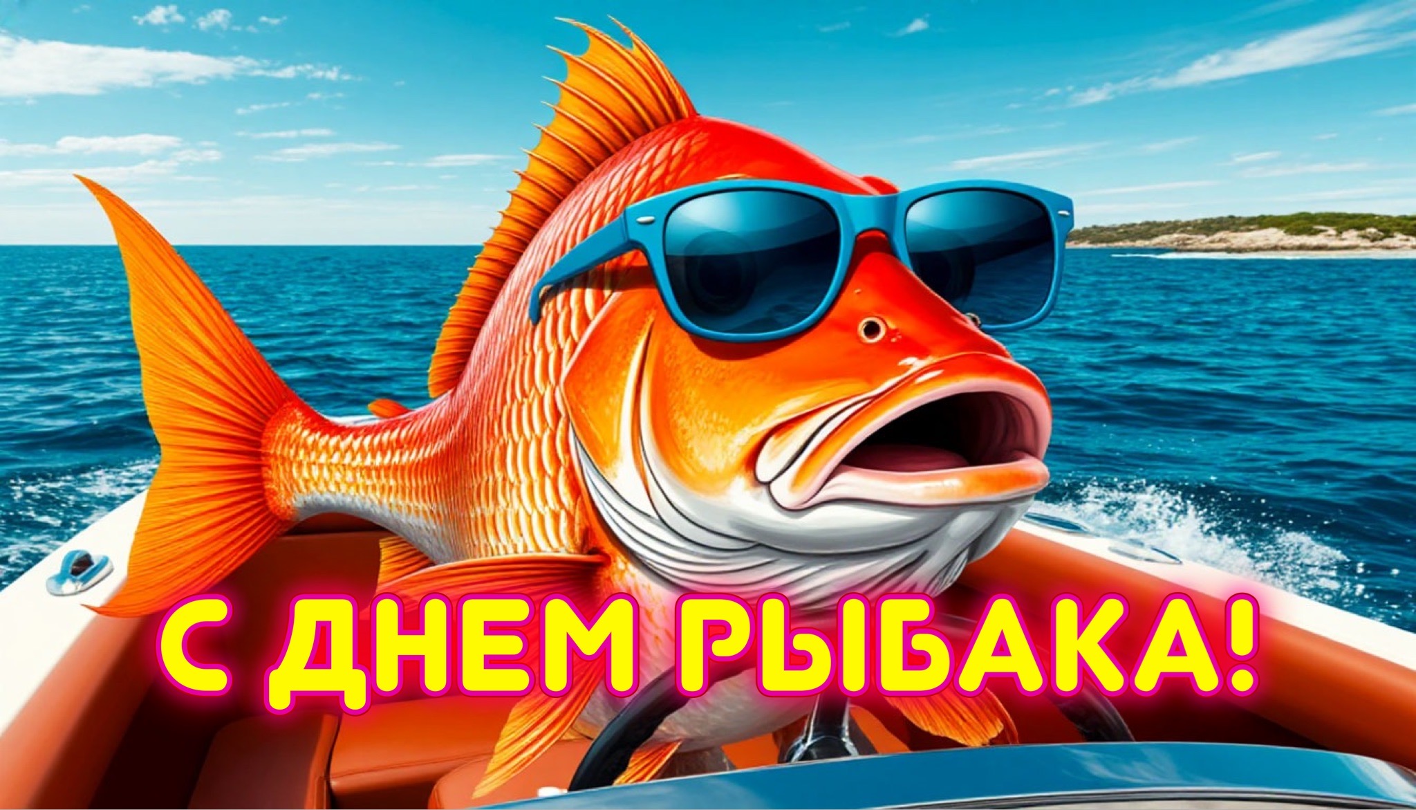 Открытка с Днем рыбака