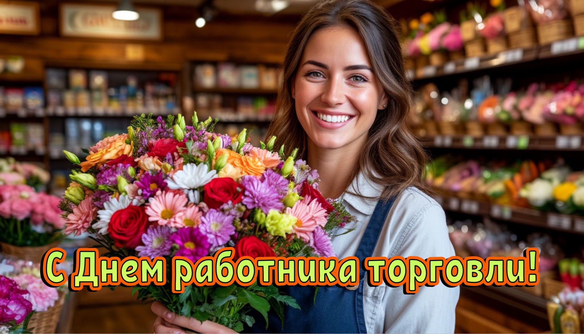 Открытка с Днем работника торговли