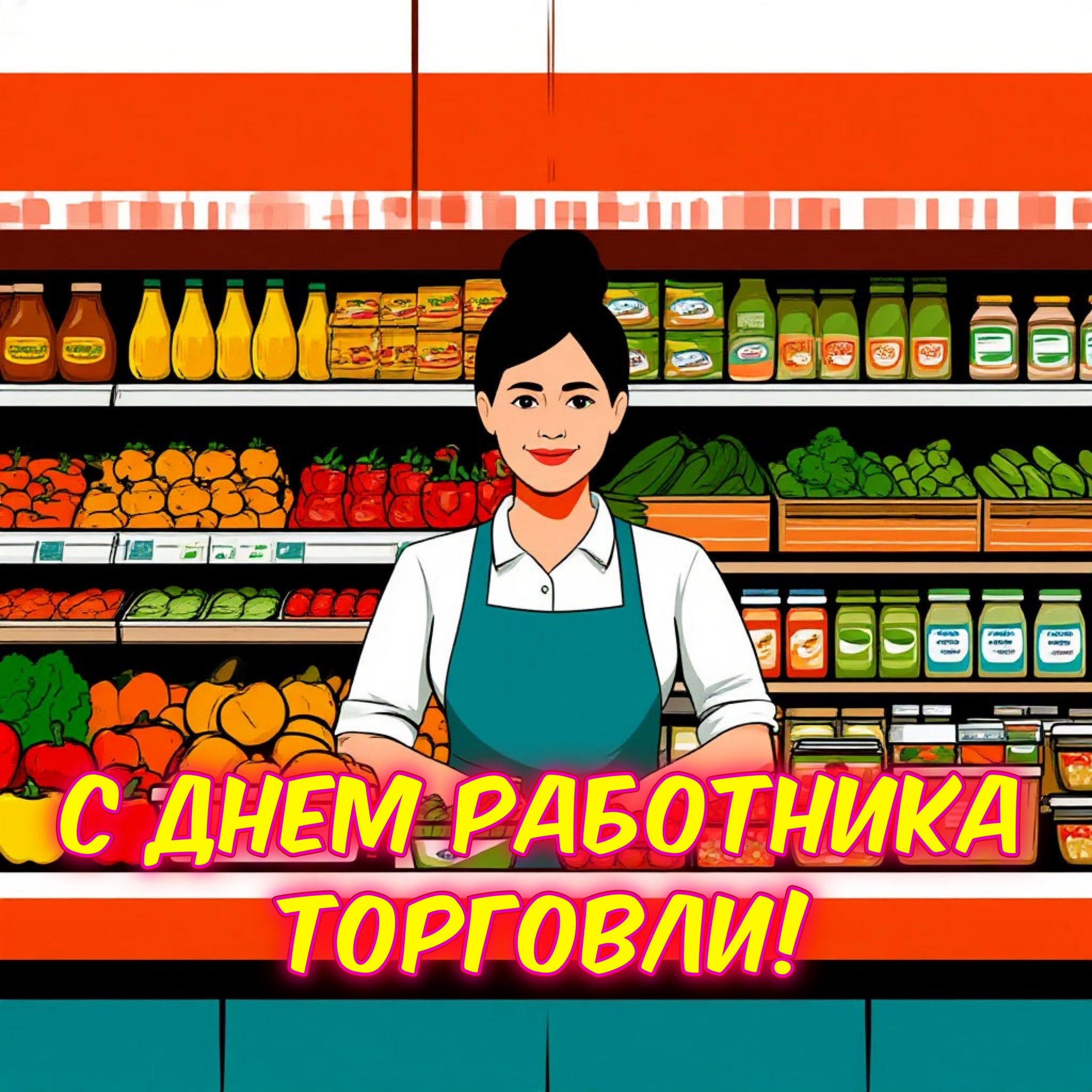 Открытка с Днем работника торговли