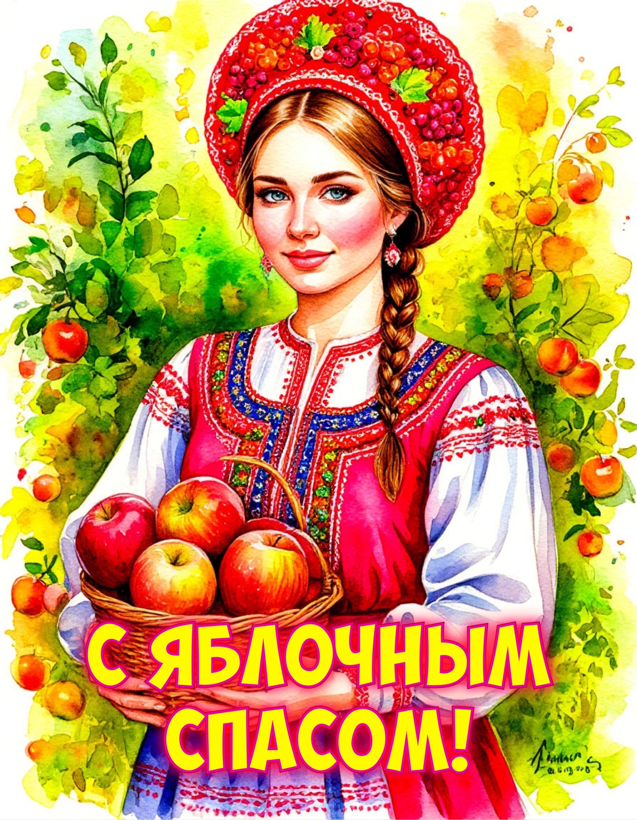 Открытка с Яблочным Спасом