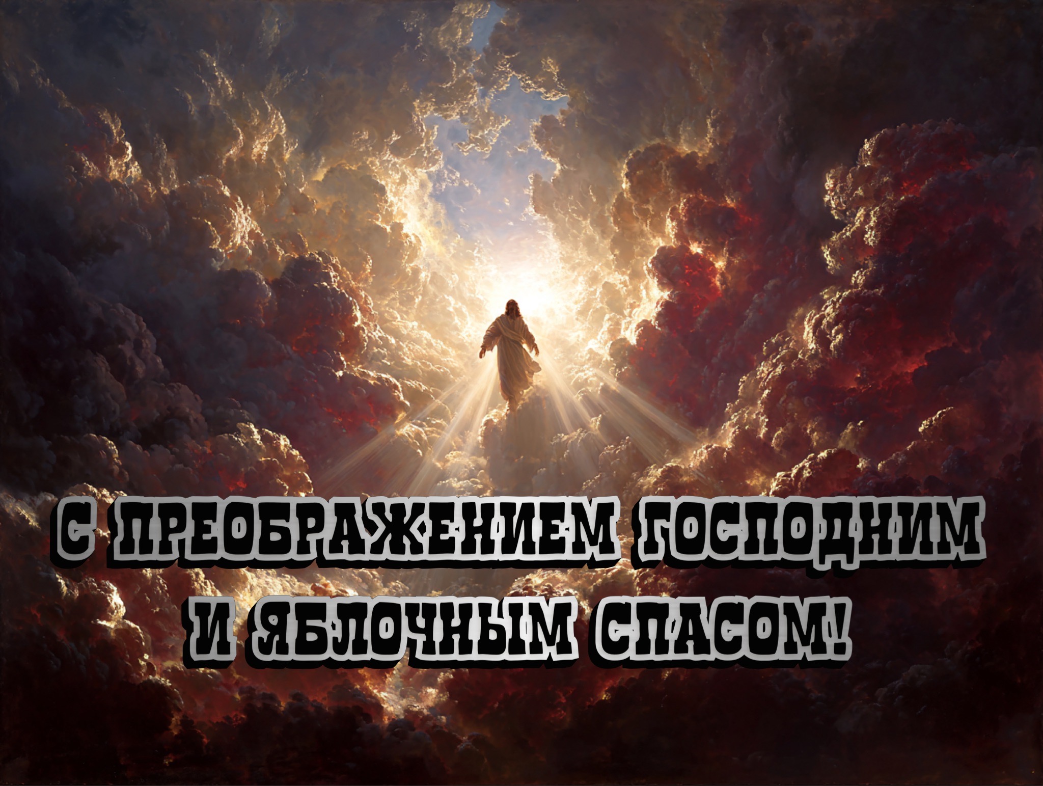 Открытка с Яблочным Спасом и Преображением Господним