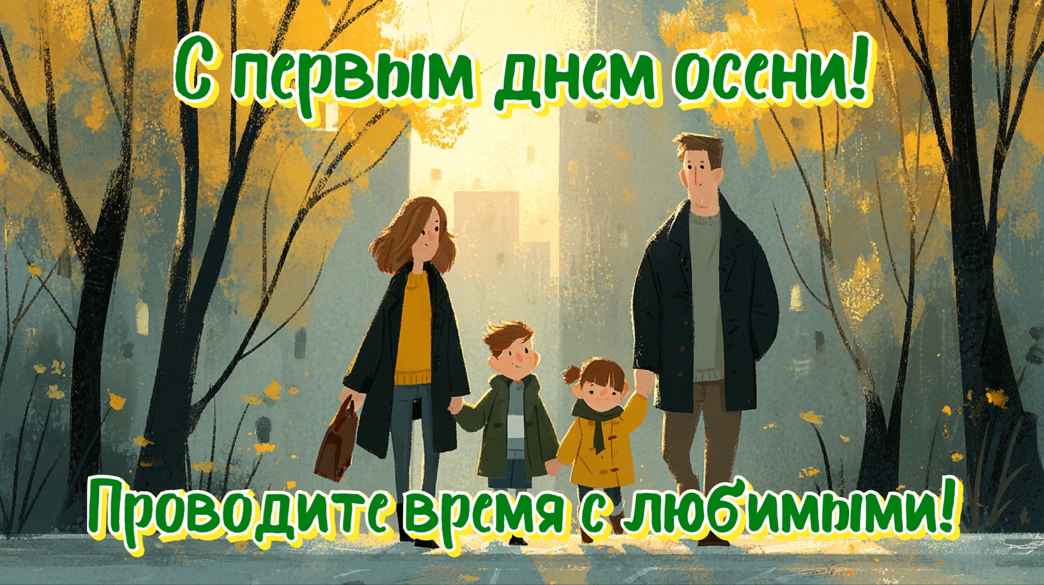 Открытка с первым днем осени