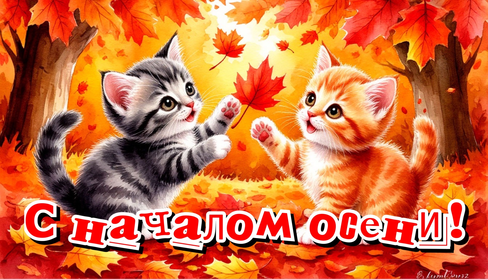 Открытка с первым днем осени