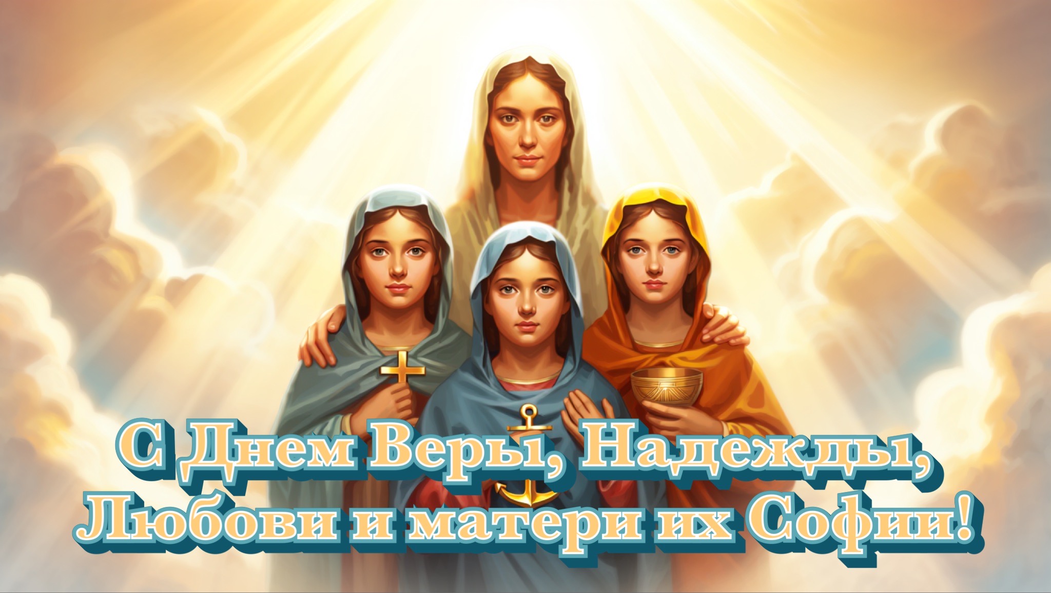 Открытка с Днем Веры, Надежды, Любови и Софии
