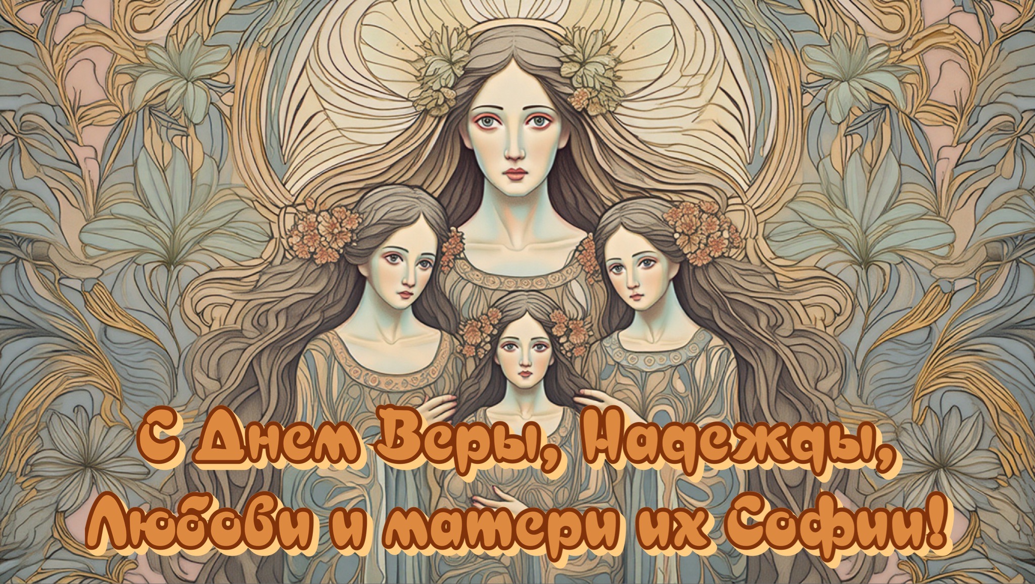 Открытка с Днем Веры, Надежды, Любови и Софии