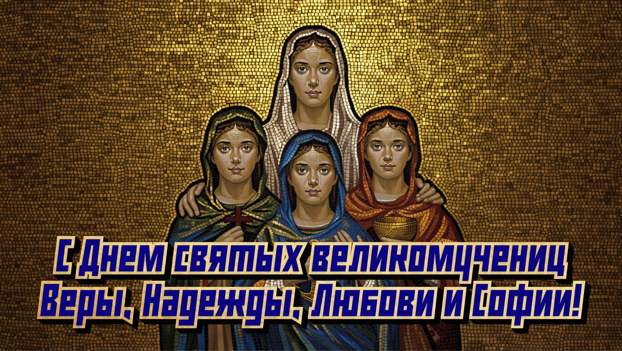 Открытка с Днем Веры, Надежды, Любови и Софии