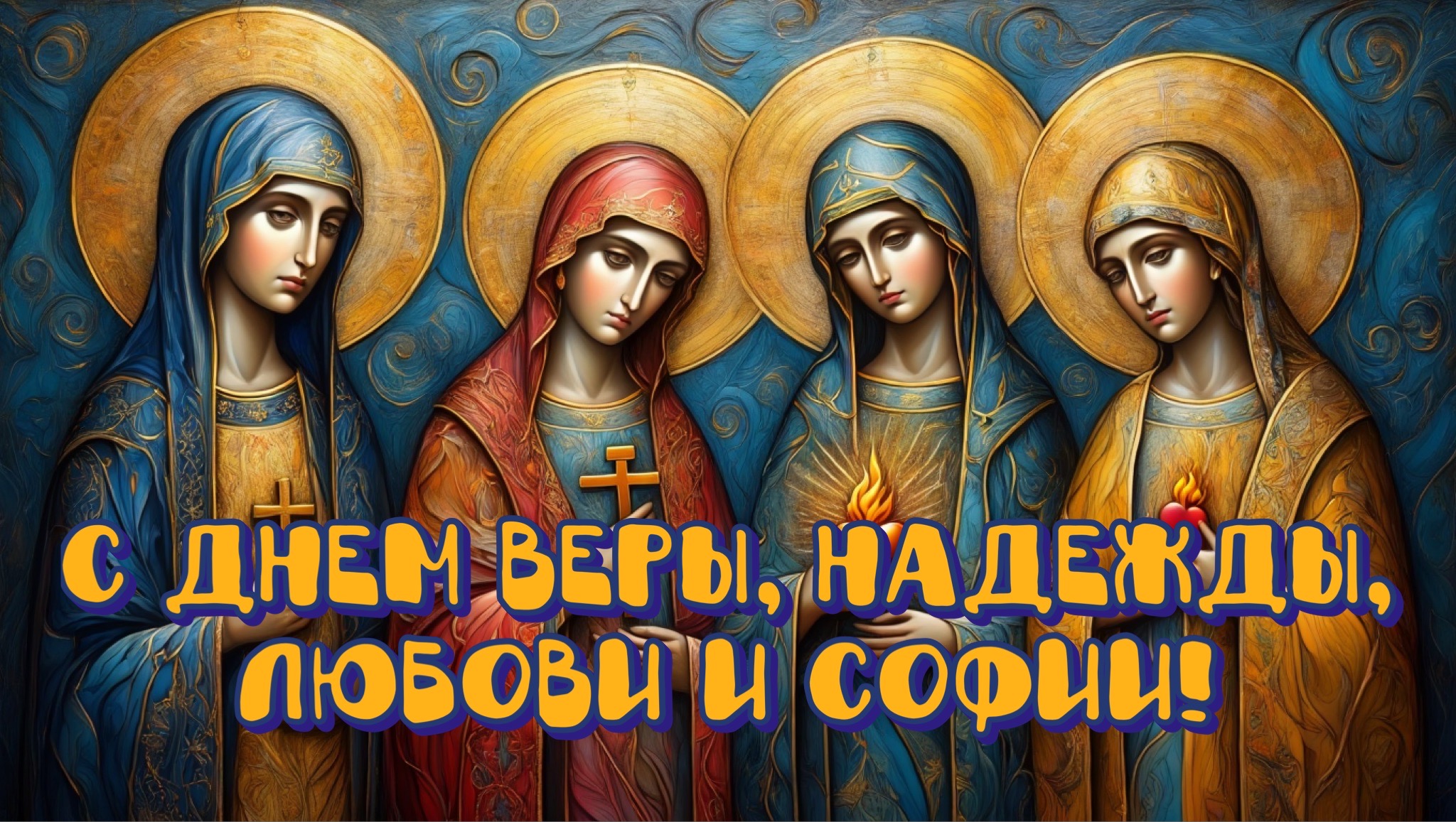 Открытка с Днем Веры, Надежды, Любови и Софии