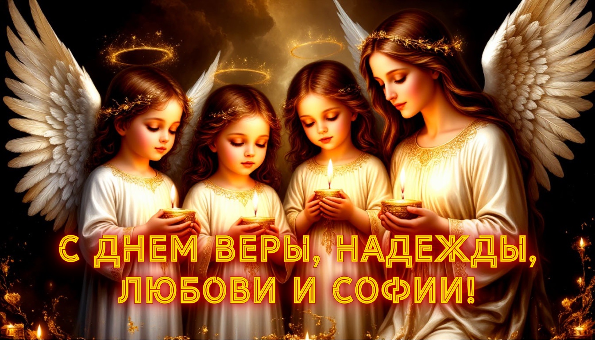 Открытка с Днем Веры, Надежды, Любови и Софии