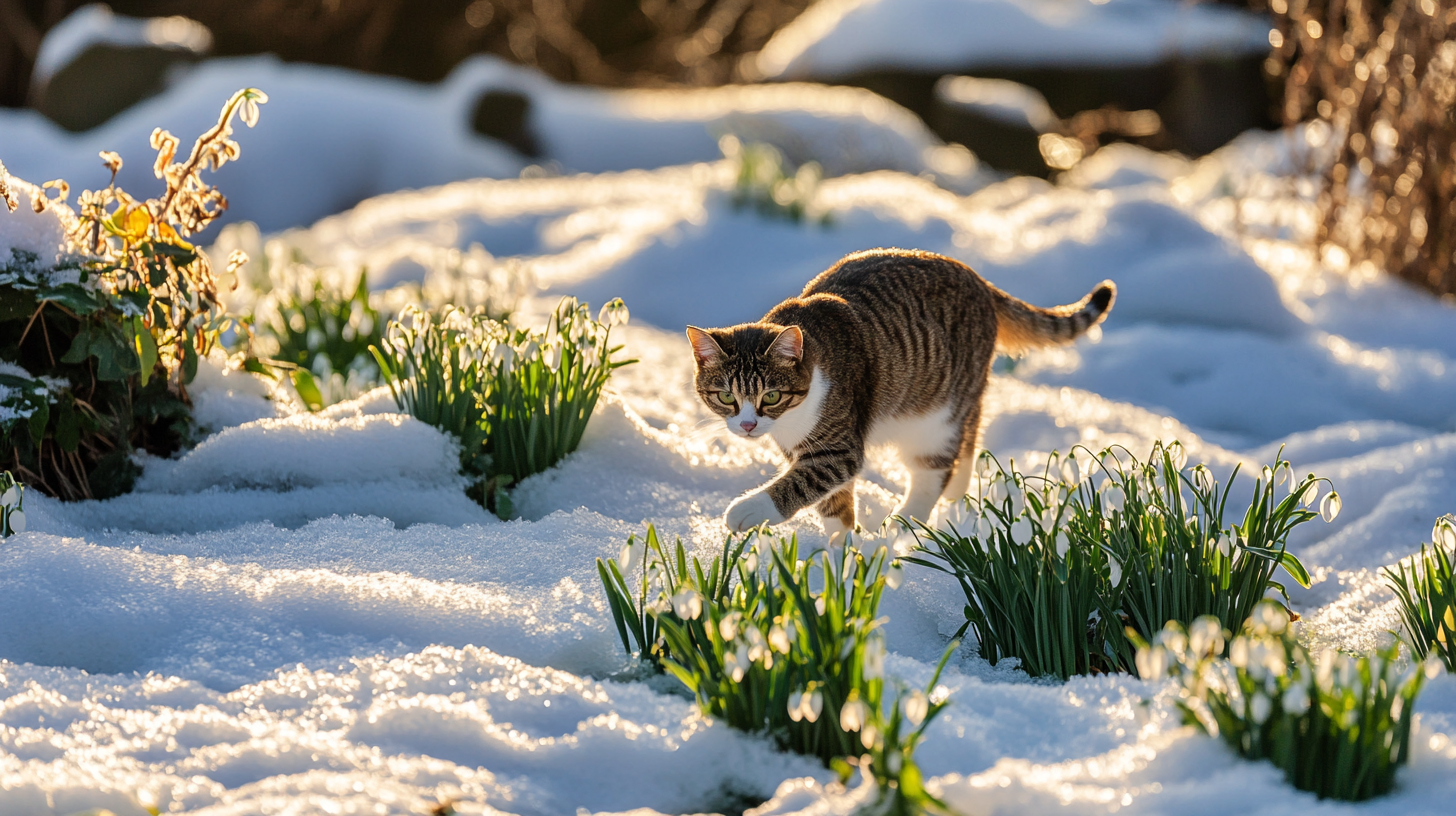 Кот на снегу