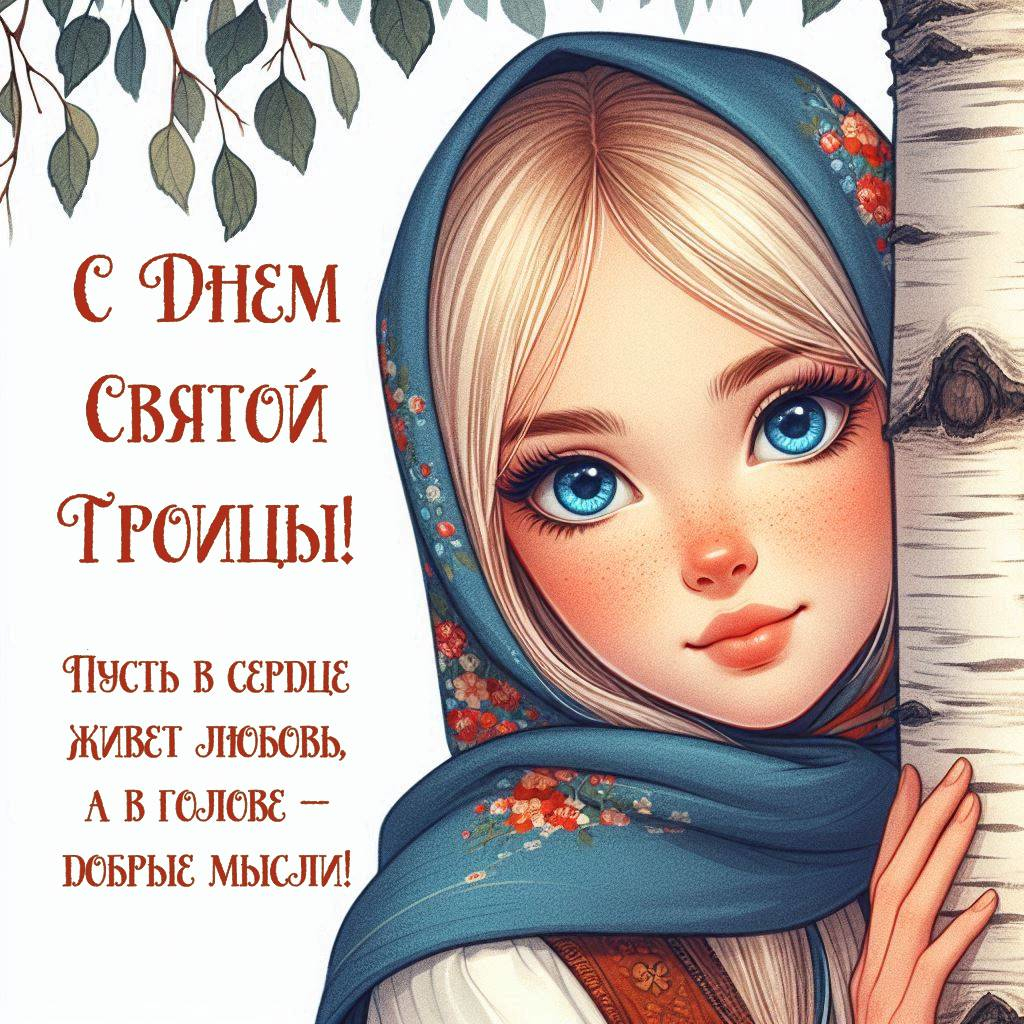 Поздравительная открытка с Троицей для детей