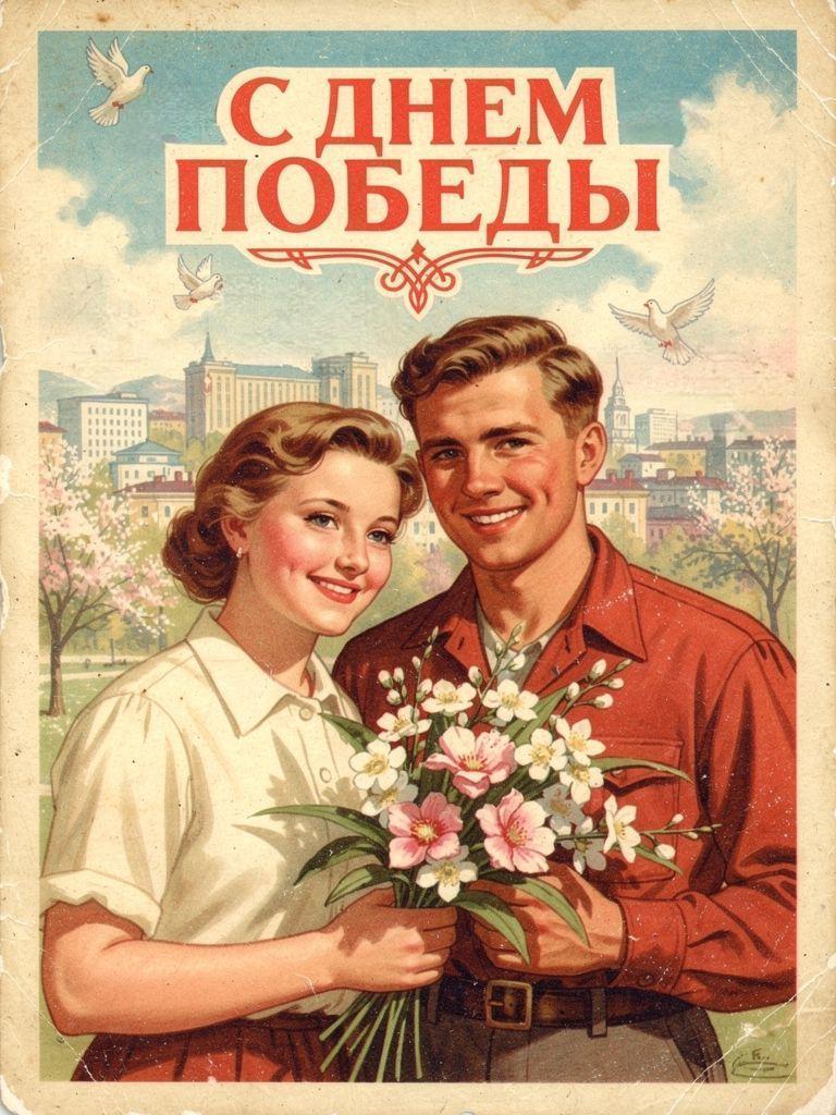 С Днем Победы, открытки в советском стиле с 9 Мая