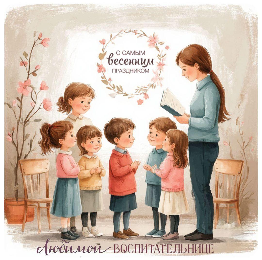 С 8 Марта, красивые открытки учительнице, воспитательнице, классному руководителю