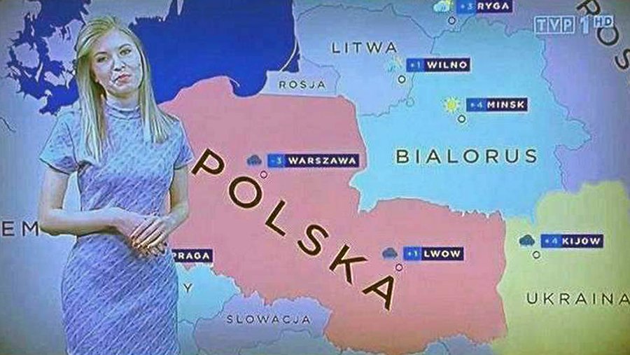 Новости мира: Польский телеканал показал в эфире карту страны с частьюЗападной Украины