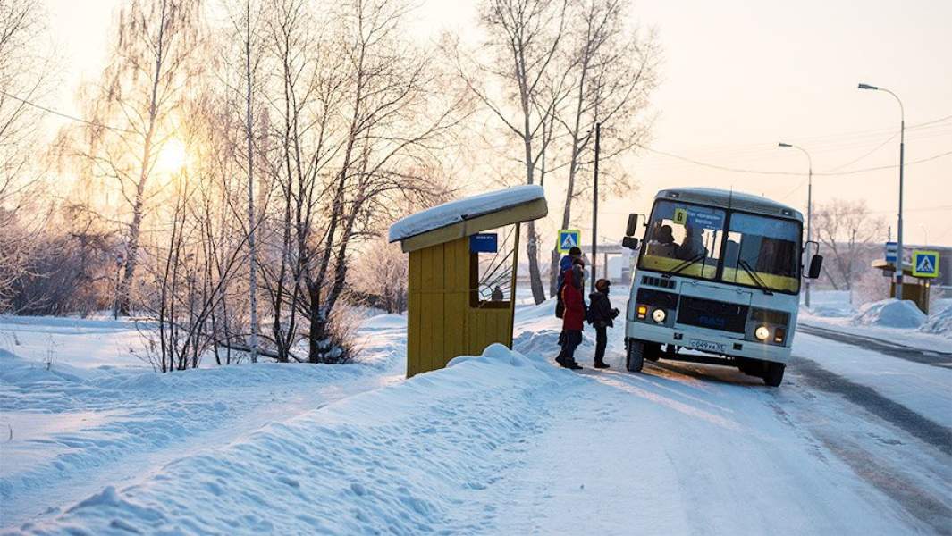 Автобусная остановка в Омской области