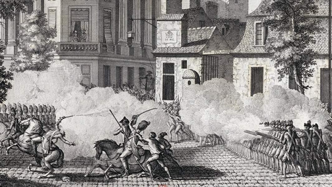 Стычка драгун немецкого полка с солдатами французской гвардии на улице Шоссе-д’Антен. 12 июля 1789 года