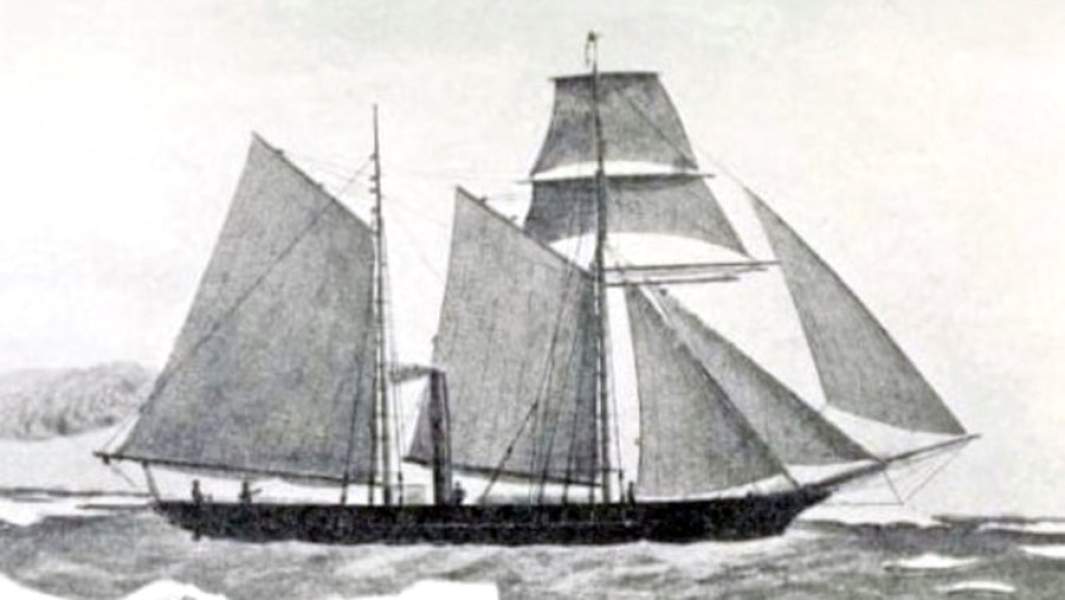 Литография паровой шхуны «Темза»