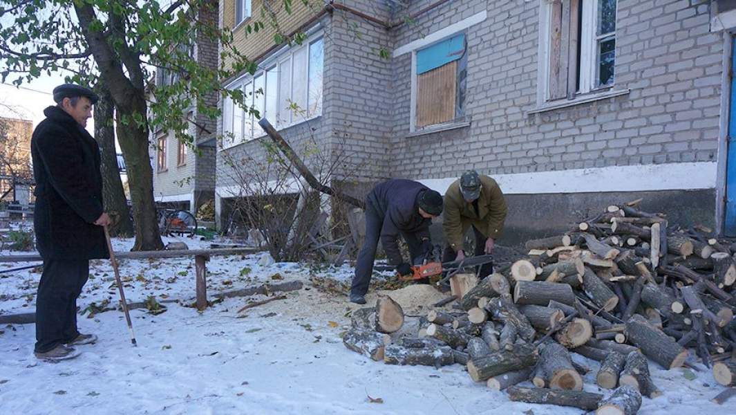 Пилка дров на зиму для инвалидов