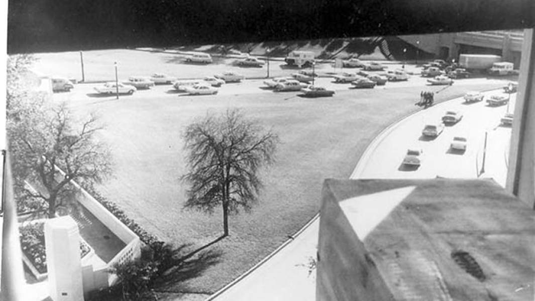 Вид на Элм-стрит из окна шестого этажа книгохранилища