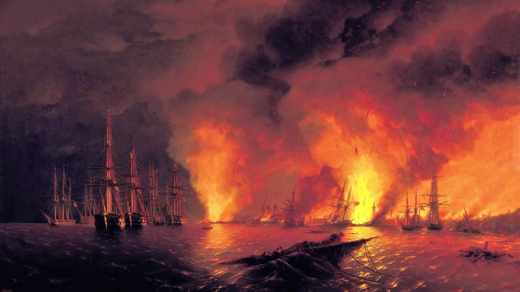 Картина Ивана Айвазовского «Синоп. Ночь после боя 18 ноября 1853 года»