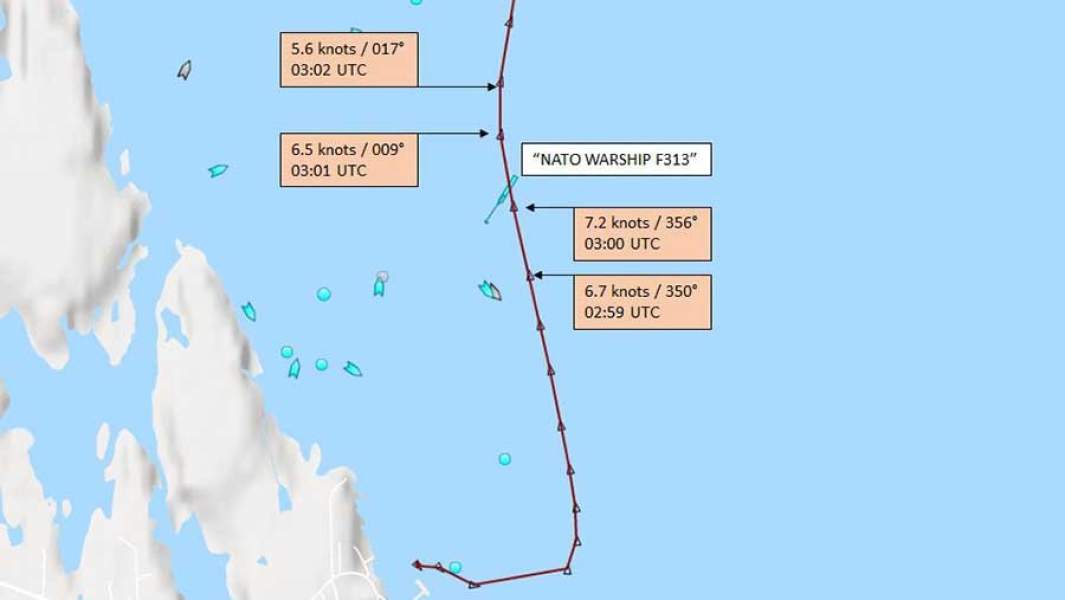 Карта с кораблями, которые столкнулись