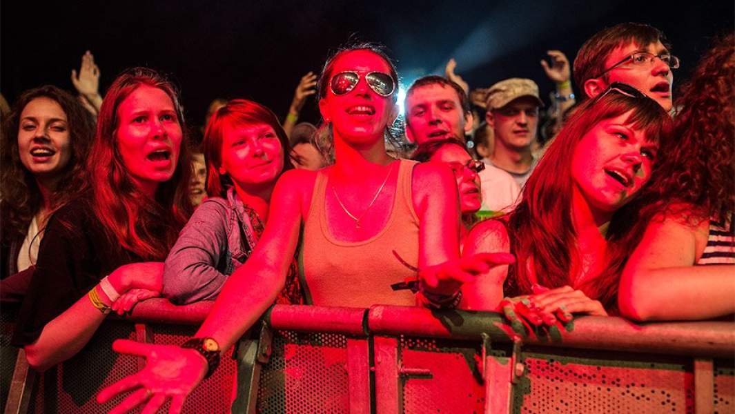 Зрители во время выступления группы «Сплин» на музыкальном фестивале «Дикая Мята» 