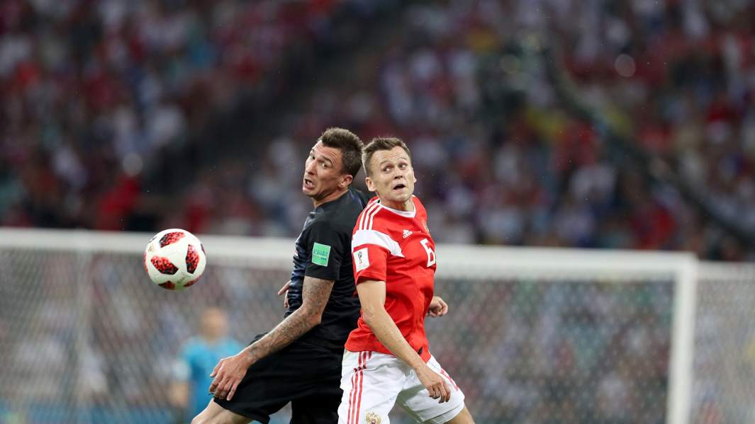 Сборная России против сборной Хорватии в рамках 1/4 финала чемпионата мира по футболу