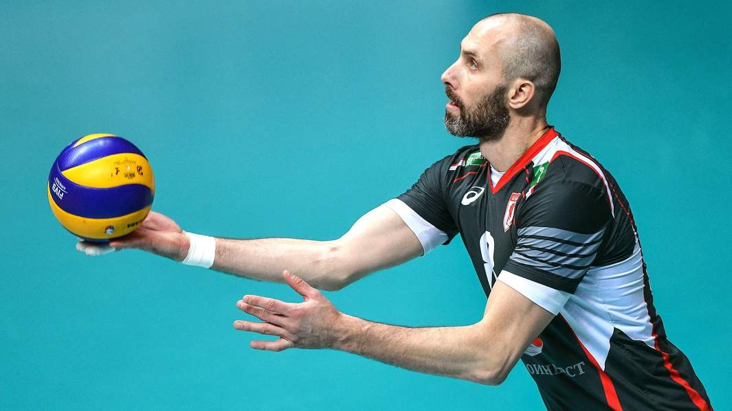 Игрок ВК «Белогорье» Сергей Тетюхин в матче 15-го тура чемпионата России по волейболу среди команд Суперлиги между командами ВК «Динамо» (Москва) и ВК «Белогорье» (Белгород)
